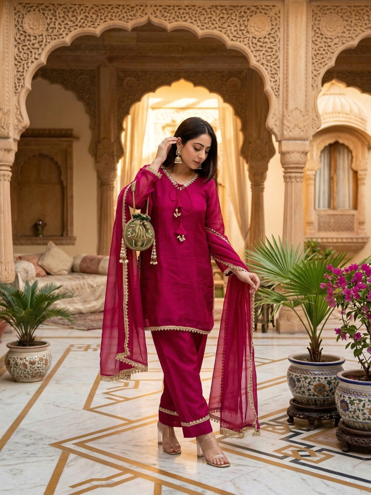 Fendi Satin Farshi Salwar Suit Set