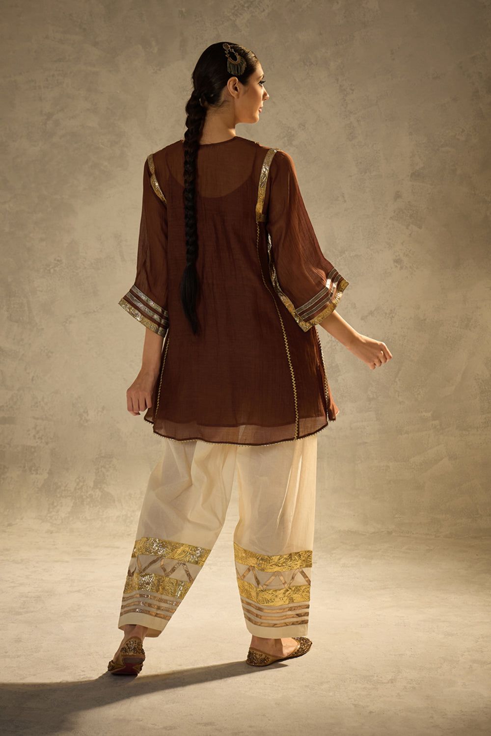 Multi Color Chinon Co-Ord Set with Gota Patti Work Ethnic Wear