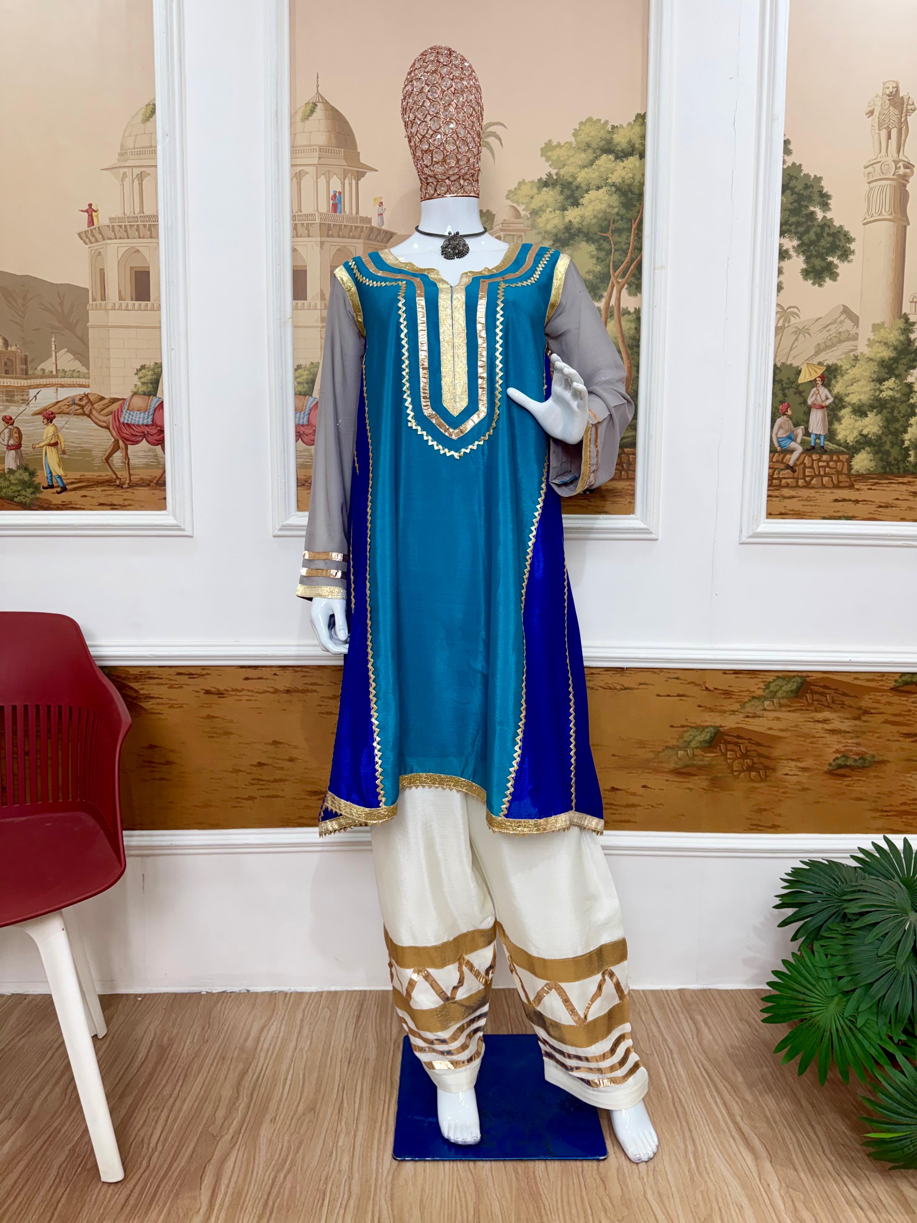 Multi Color Chinon Co-Ord Set with Gota Patti Work Ethnic Wear