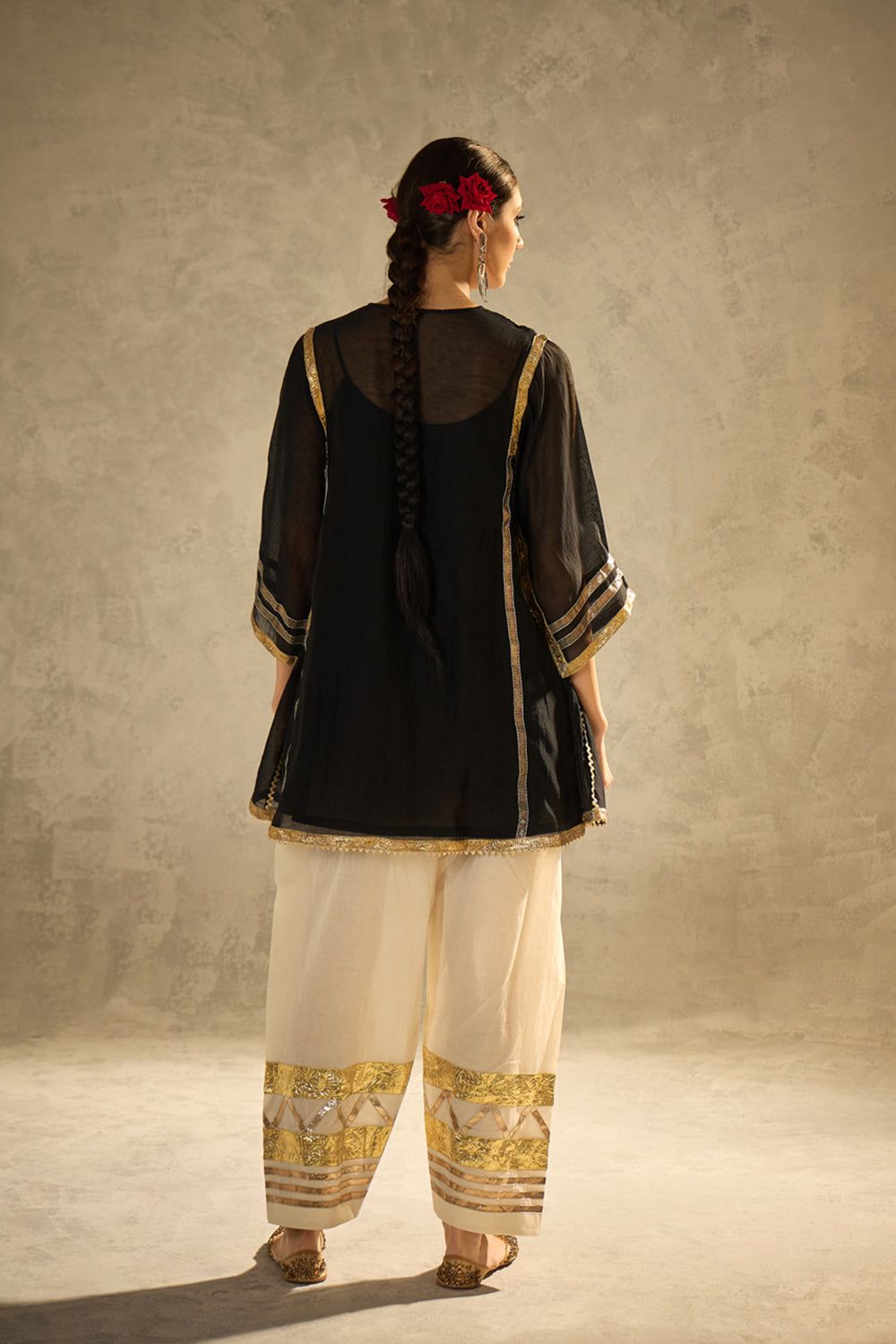 Multi Color Chinon Co-Ord Set with Gota Patti Work Ethnic Wear