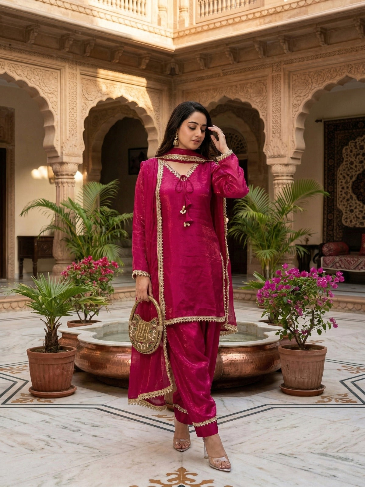 Fendi Satin Farshi Salwar Suit Set