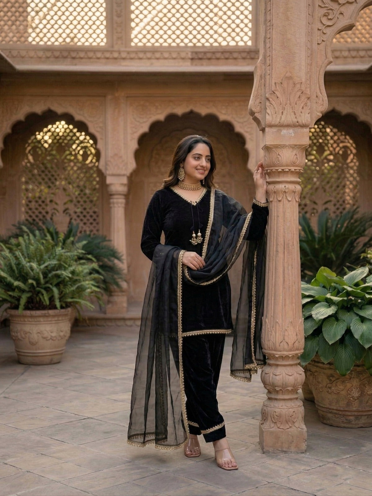 Fendi Satin Farshi Salwar Suit Set