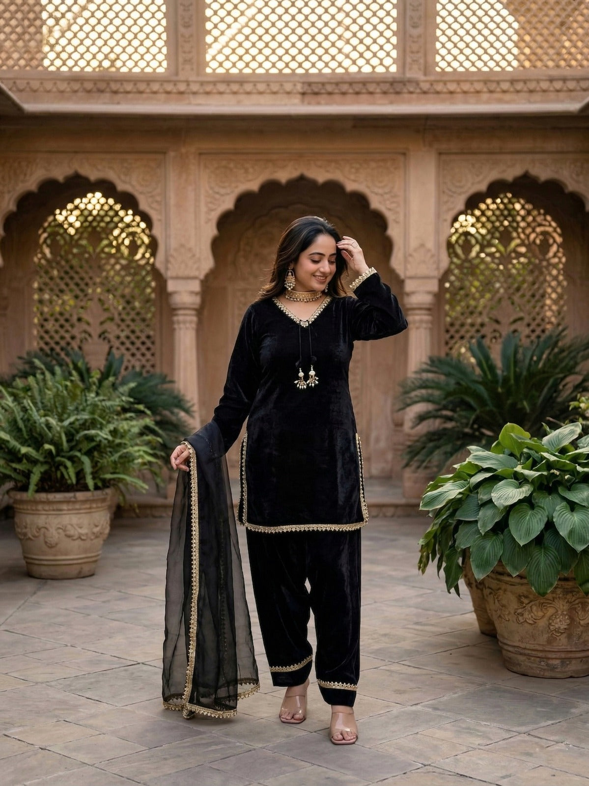 Fendi Satin Farshi Salwar Suit Set