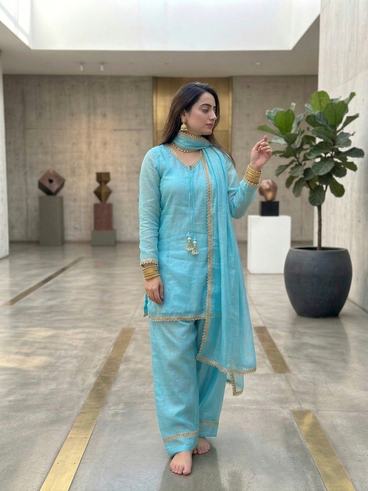 Fendi Satin Farshi Salwar Suit Set