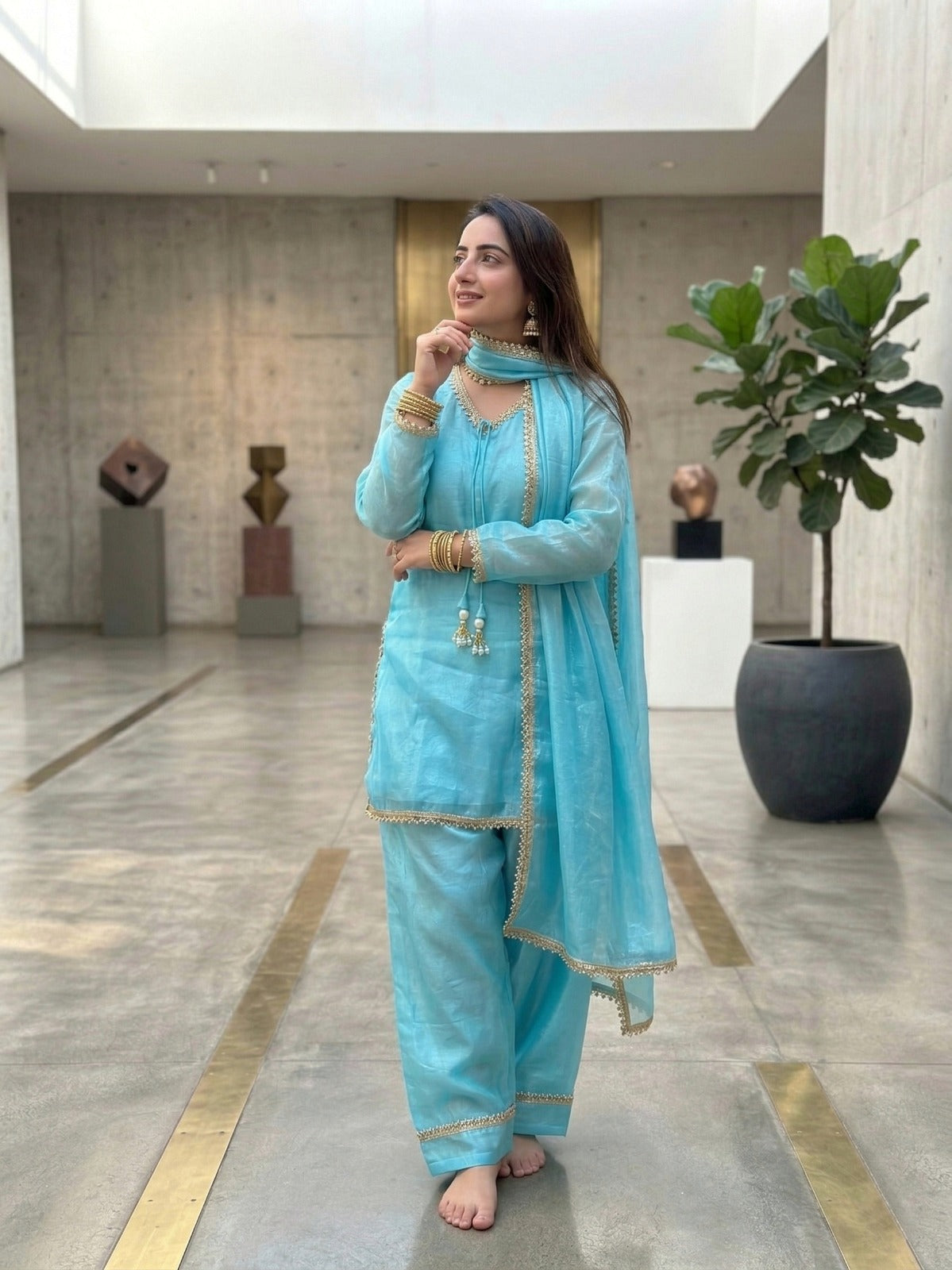 Fendi Satin Farshi Salwar Suit Set