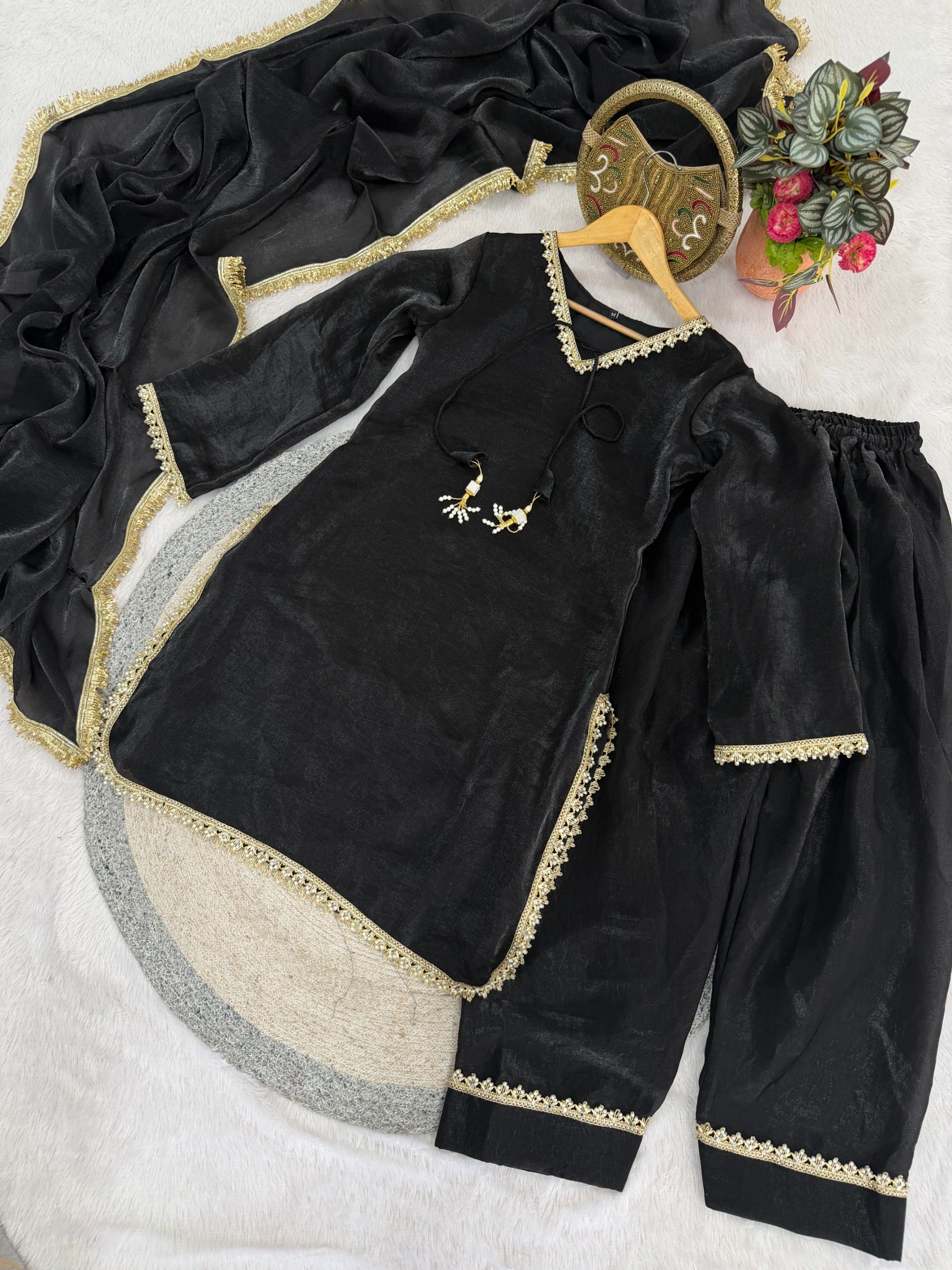 Fendi Satin Farshi Salwar Suit Set