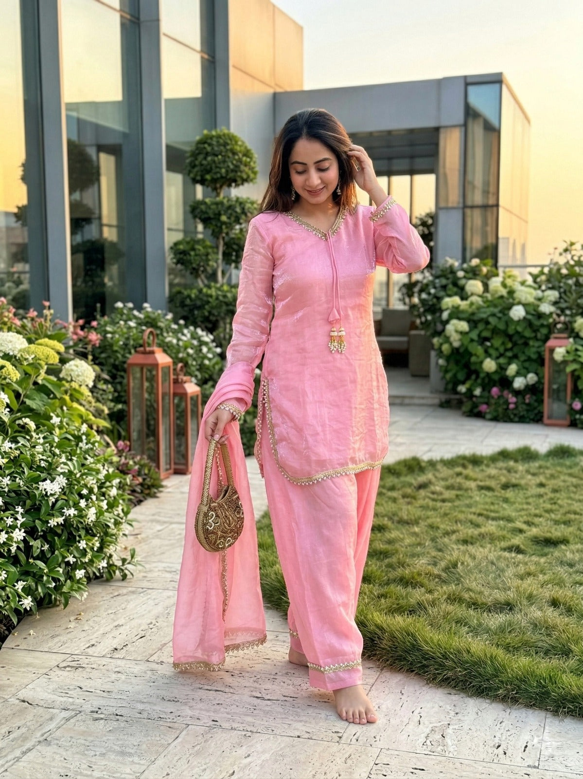 Fendi Satin Farshi Salwar Suit Set