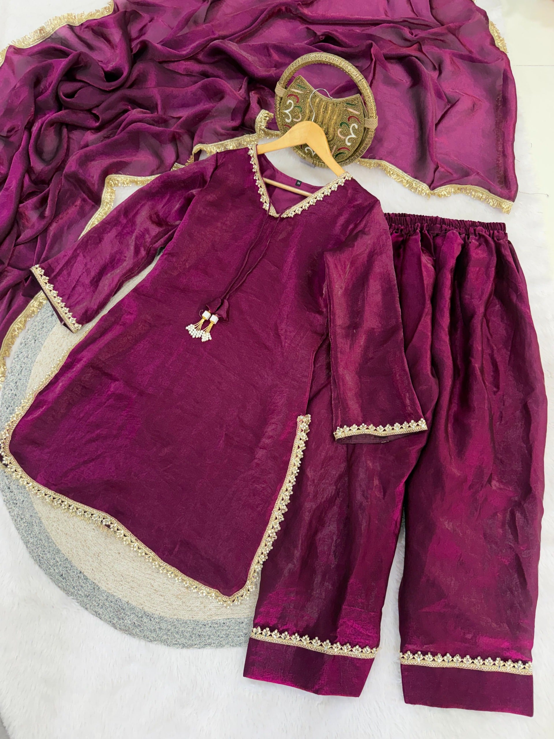 Fendi Satin Farshi Salwar Suit Set