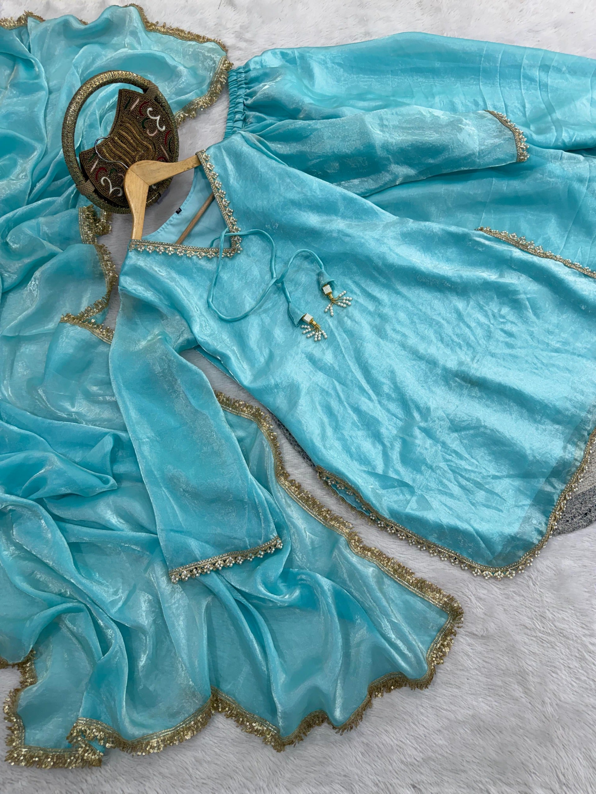 Fendi Satin Farshi Salwar Suit Set