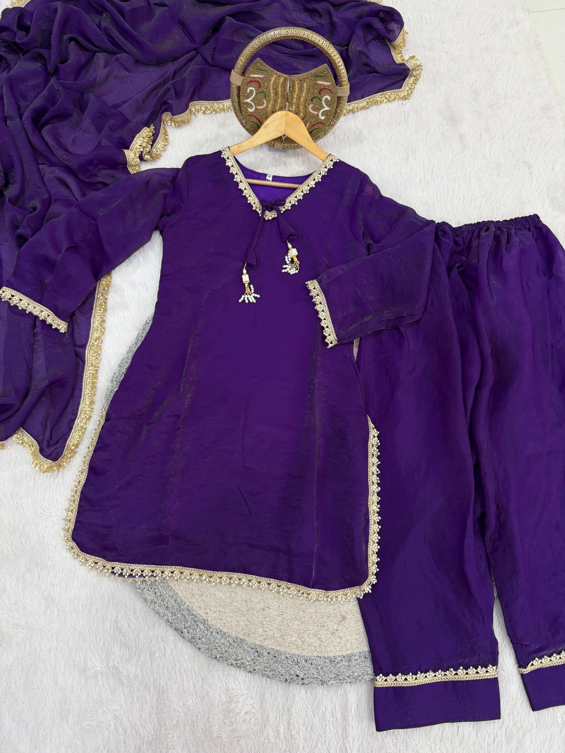 Fendi Satin Farshi Salwar Suit Set