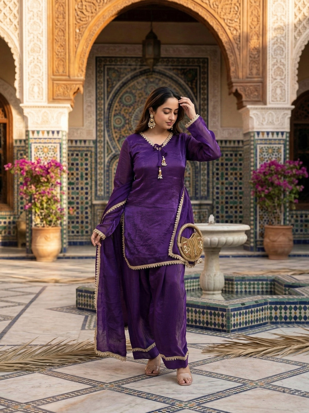 Fendi Satin Farshi Salwar Suit Set