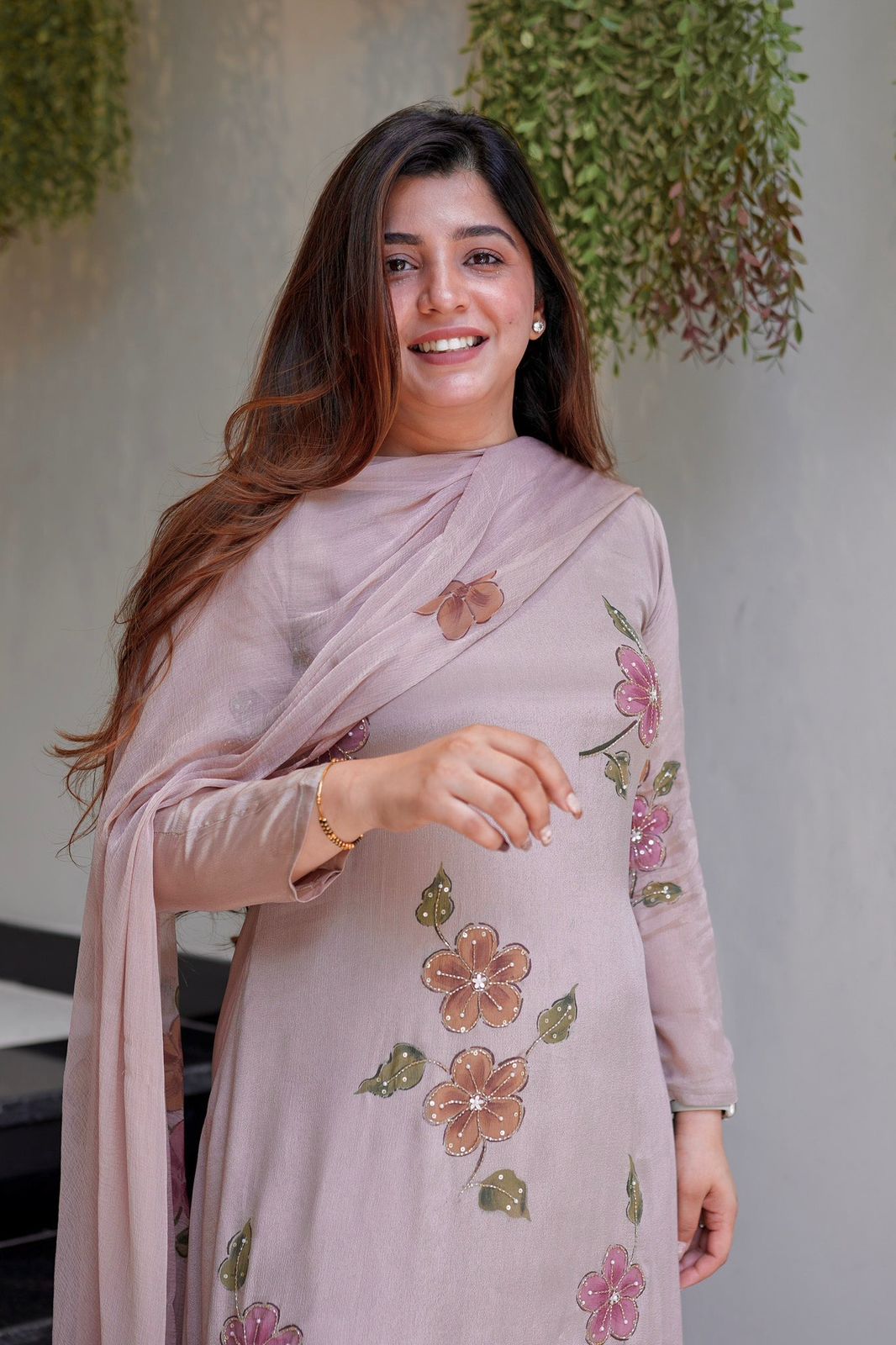Chinon Silk A Line Kurti Set with Dupatta Digital Print Ethnic Wear