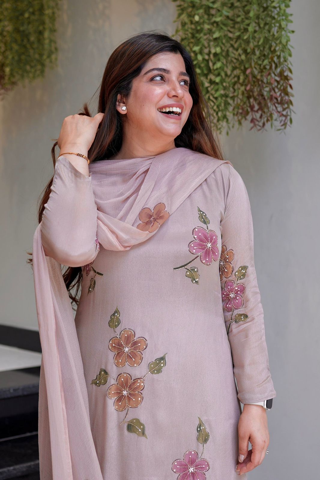 Chinon Silk A Line Kurti Set with Dupatta Digital Print Ethnic Wear