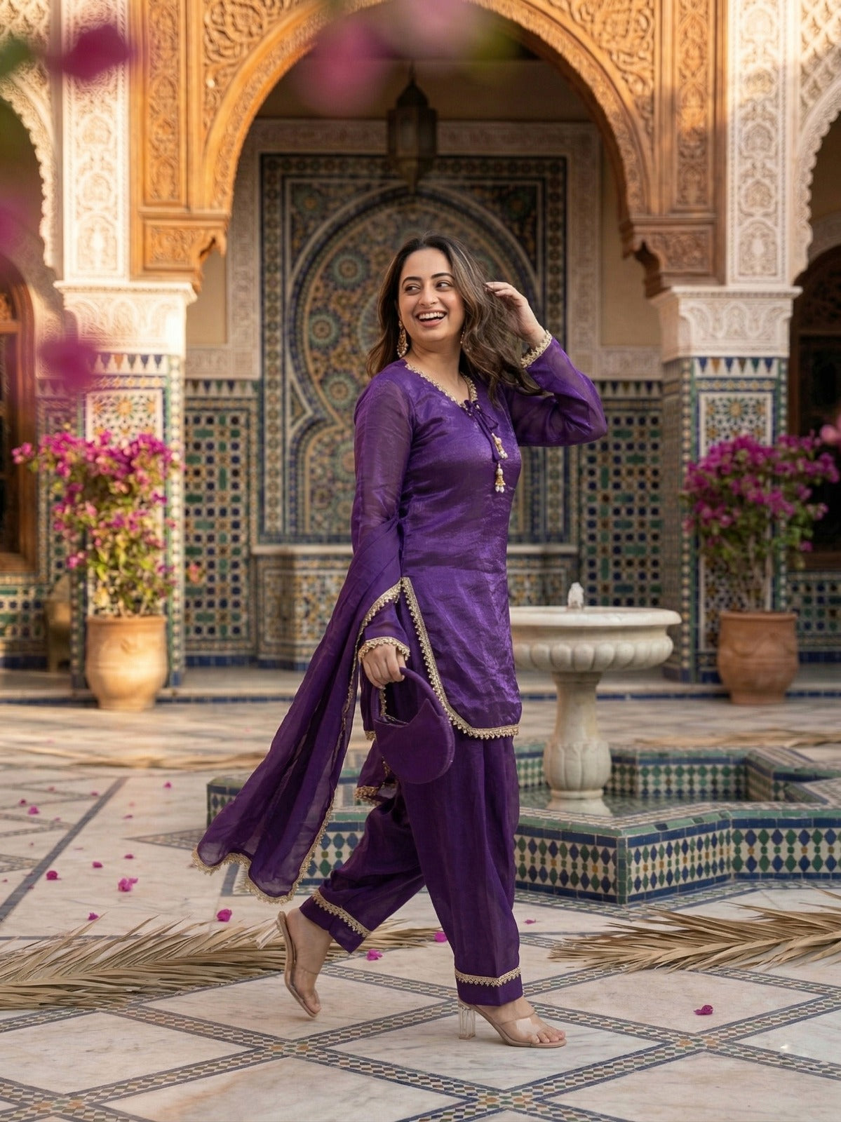 Fendi Satin Farshi Salwar Suit Set
