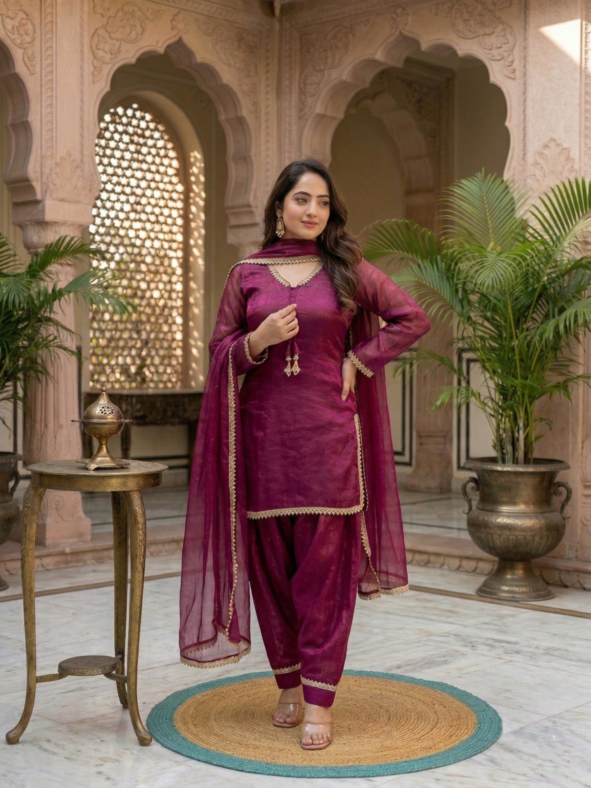 Fendi Satin Farshi Salwar Suit Set
