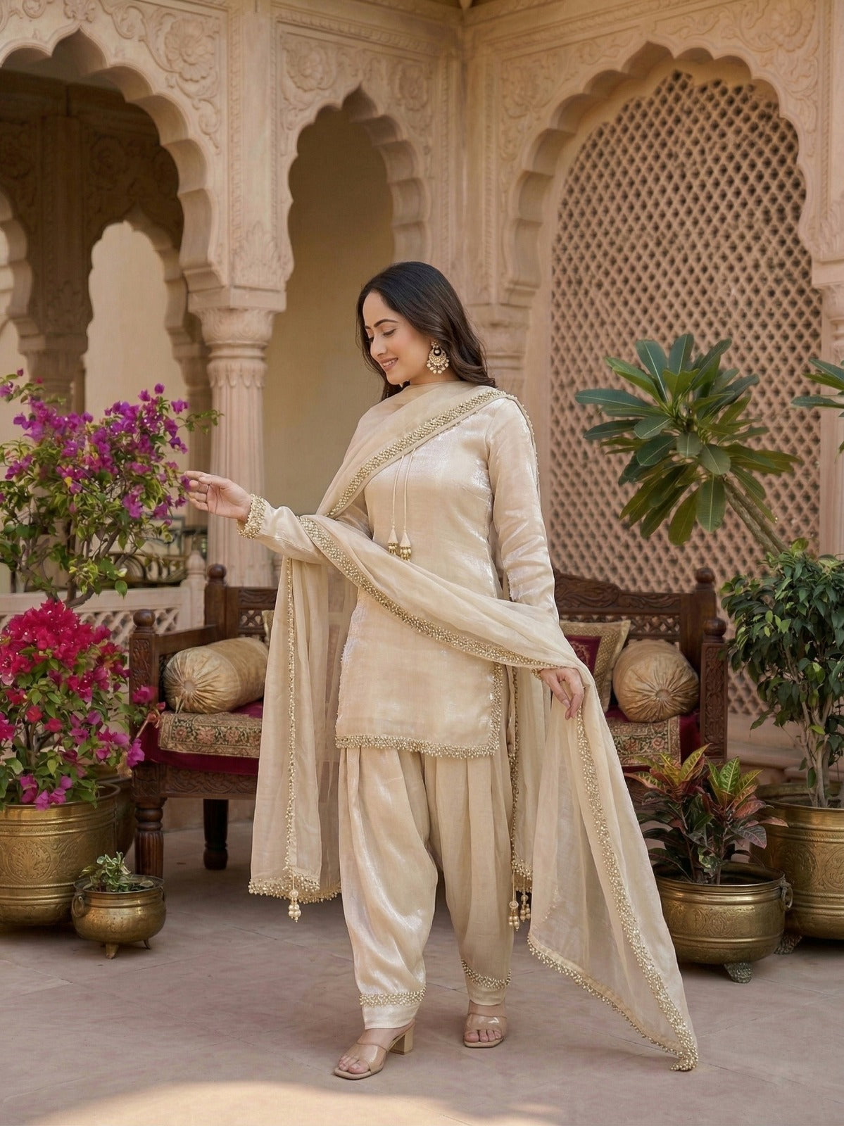 Fendi Satin Farshi Salwar Suit Set