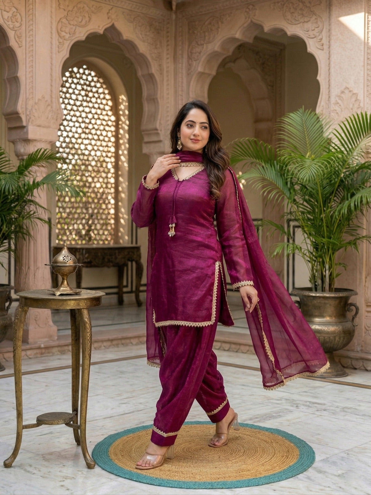 Fendi Satin Farshi Salwar Suit Set