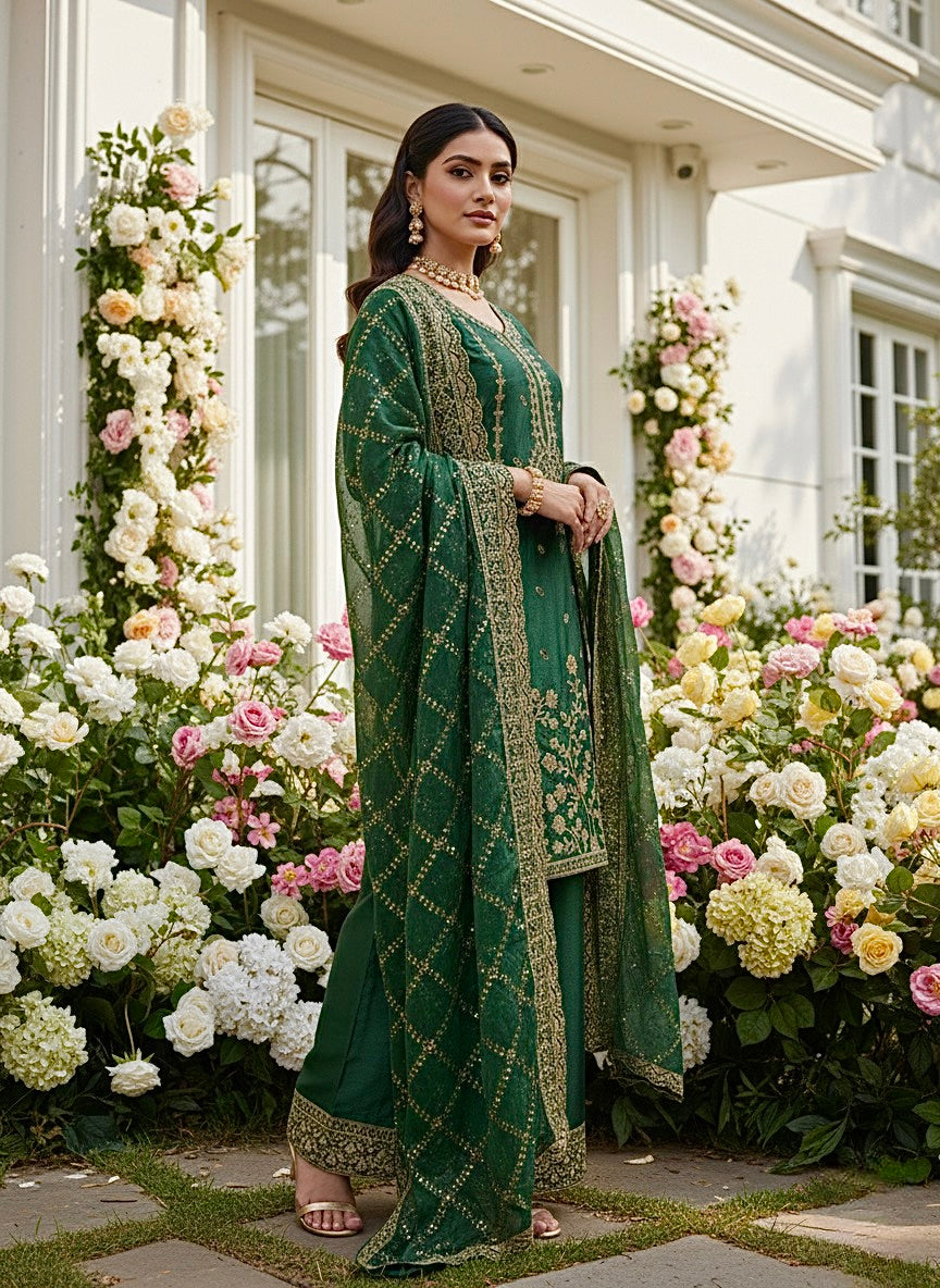 GMY Silk Kurti Palazzo Set with Dupatta Heavy Embroidery Sequins Work Ethnic Wear