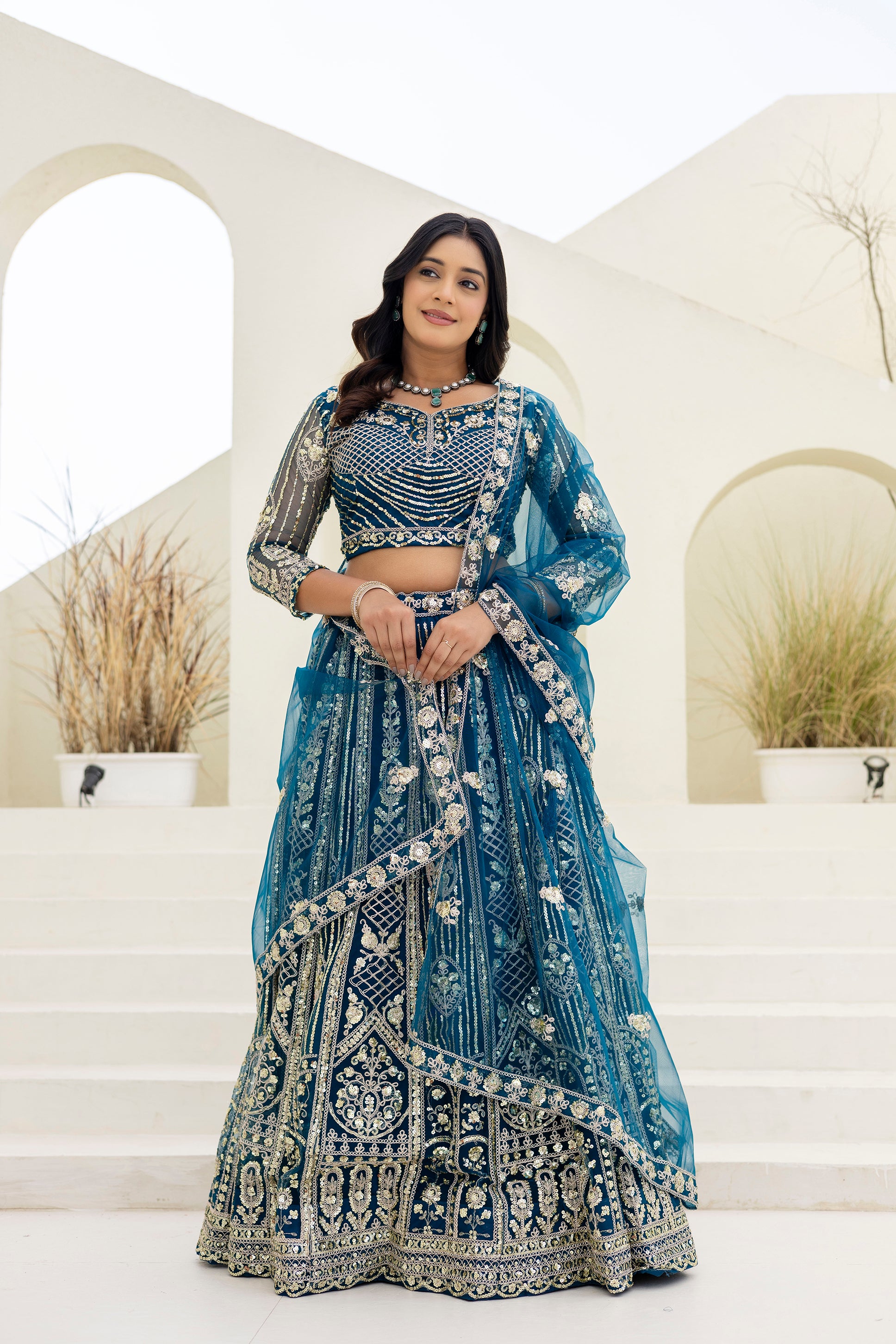 Regal Net Embroidered Lehenga Set