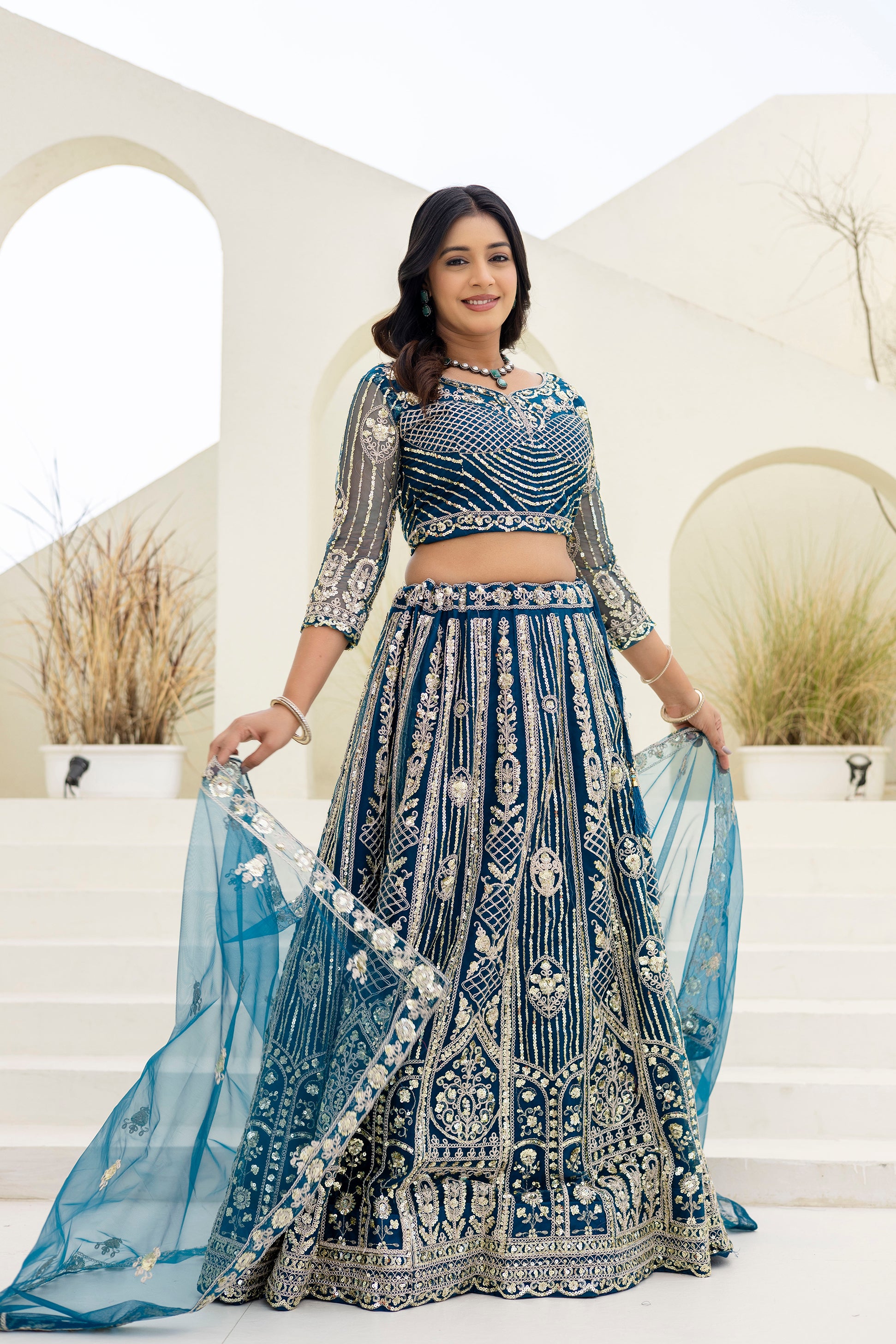 Regal Net Embroidered Lehenga Set