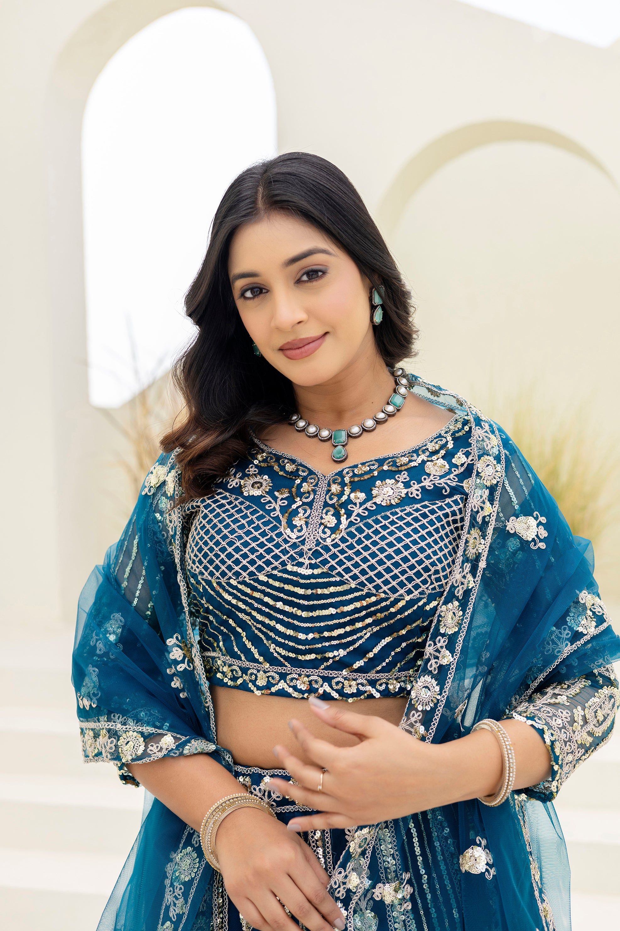 Regal Net Embroidered Lehenga Set