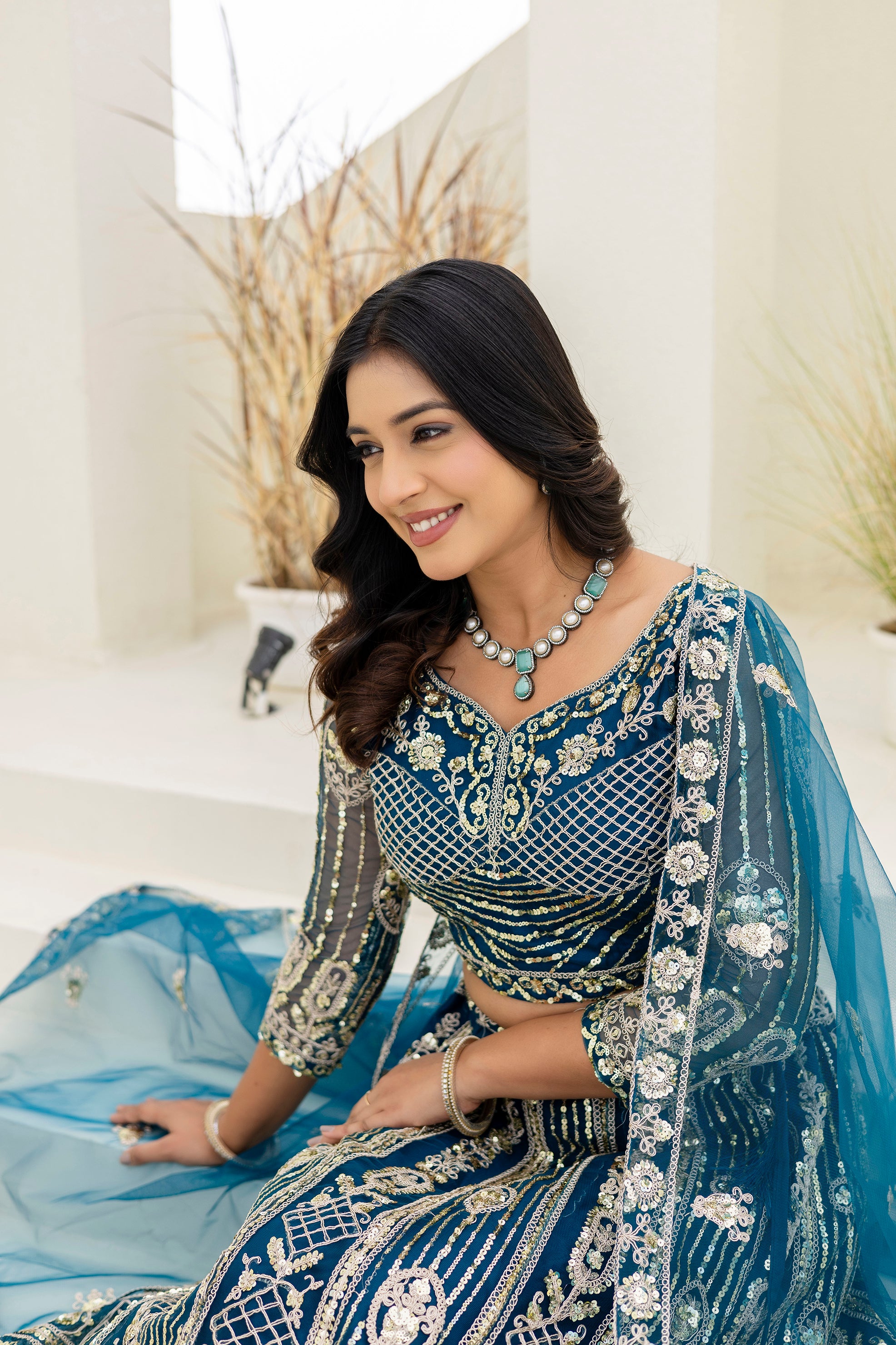 Regal Net Embroidered Lehenga Set
