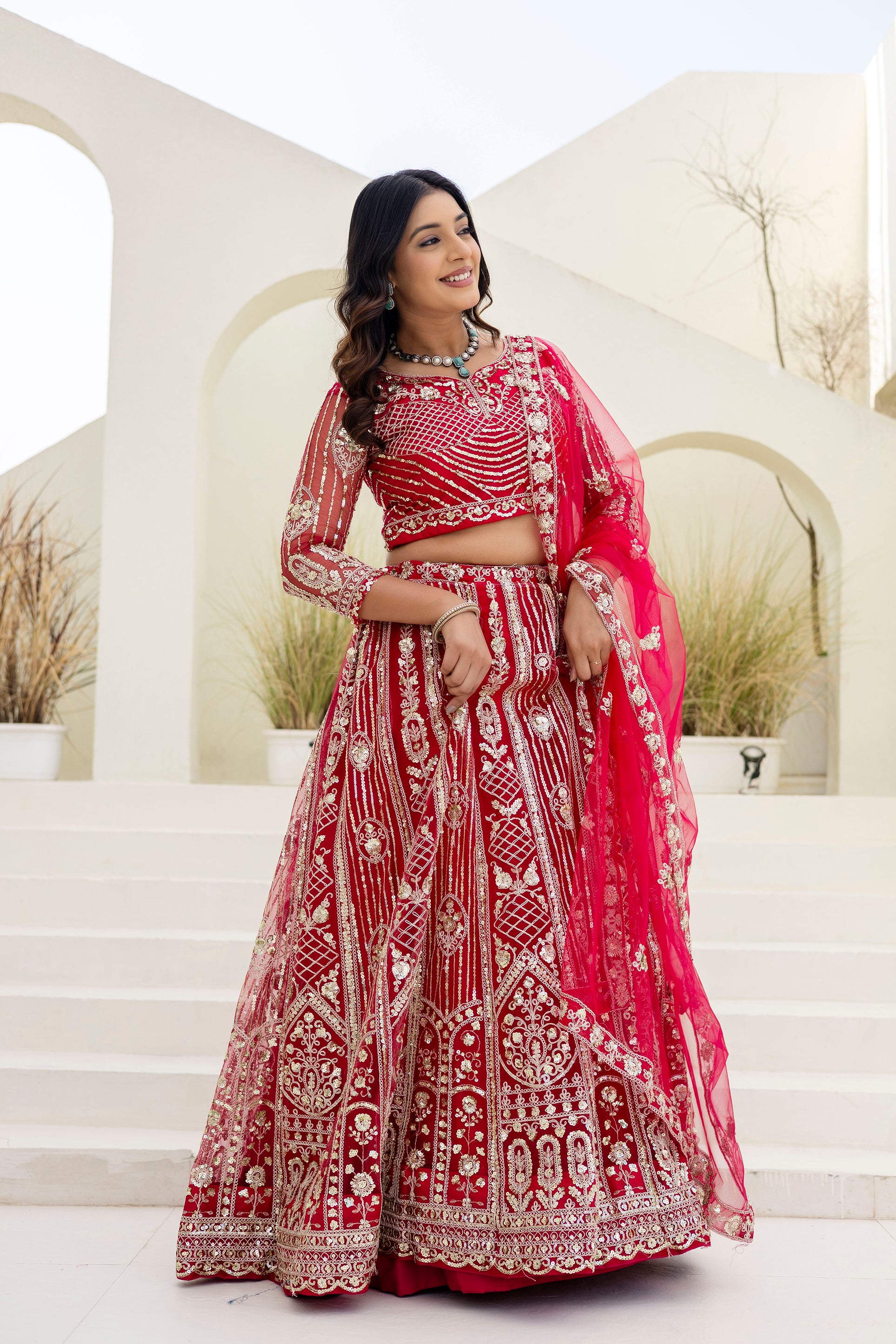 Regal Net Embroidered Lehenga Set