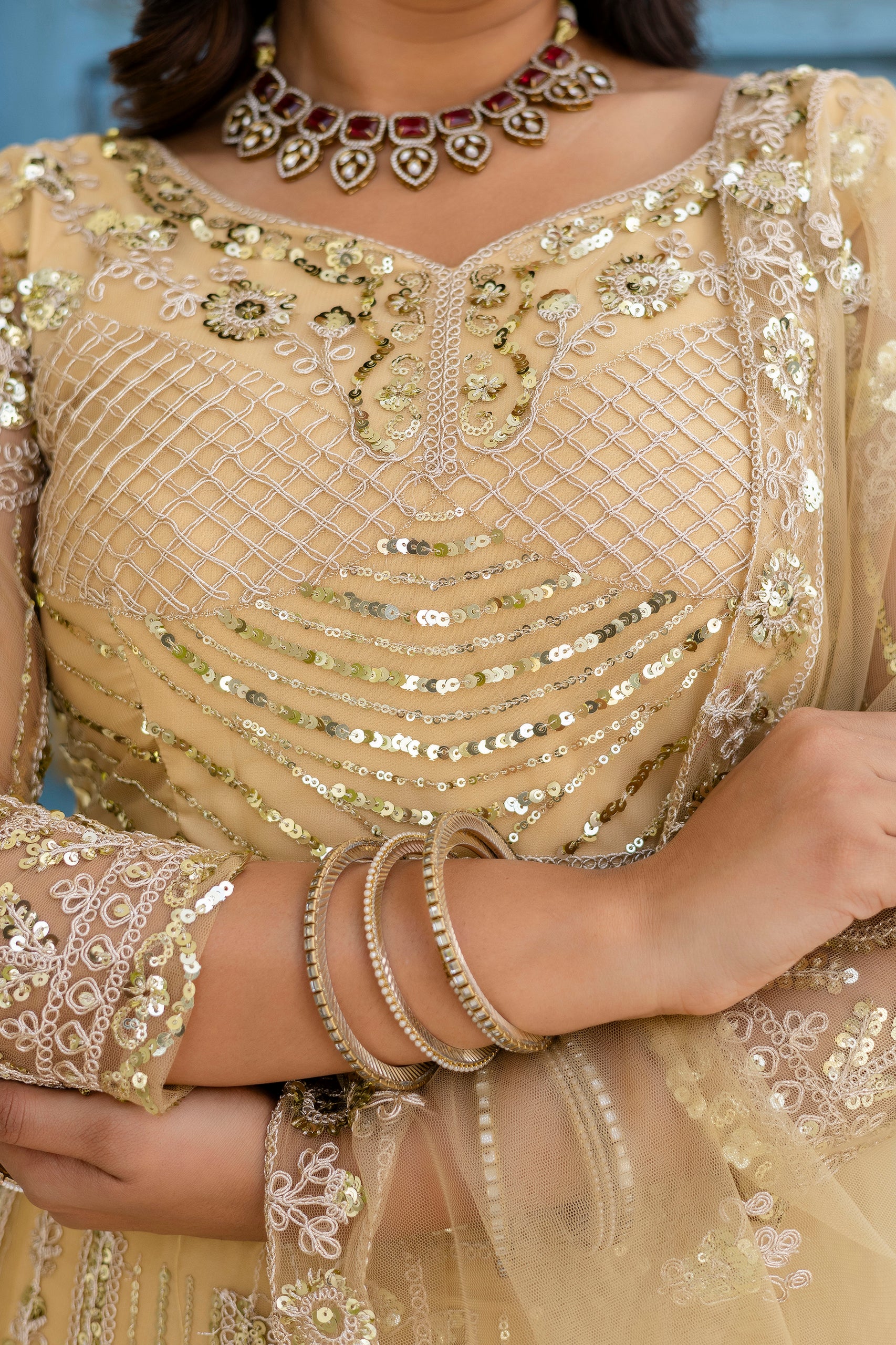 Regal Net Embroidered Lehenga Set