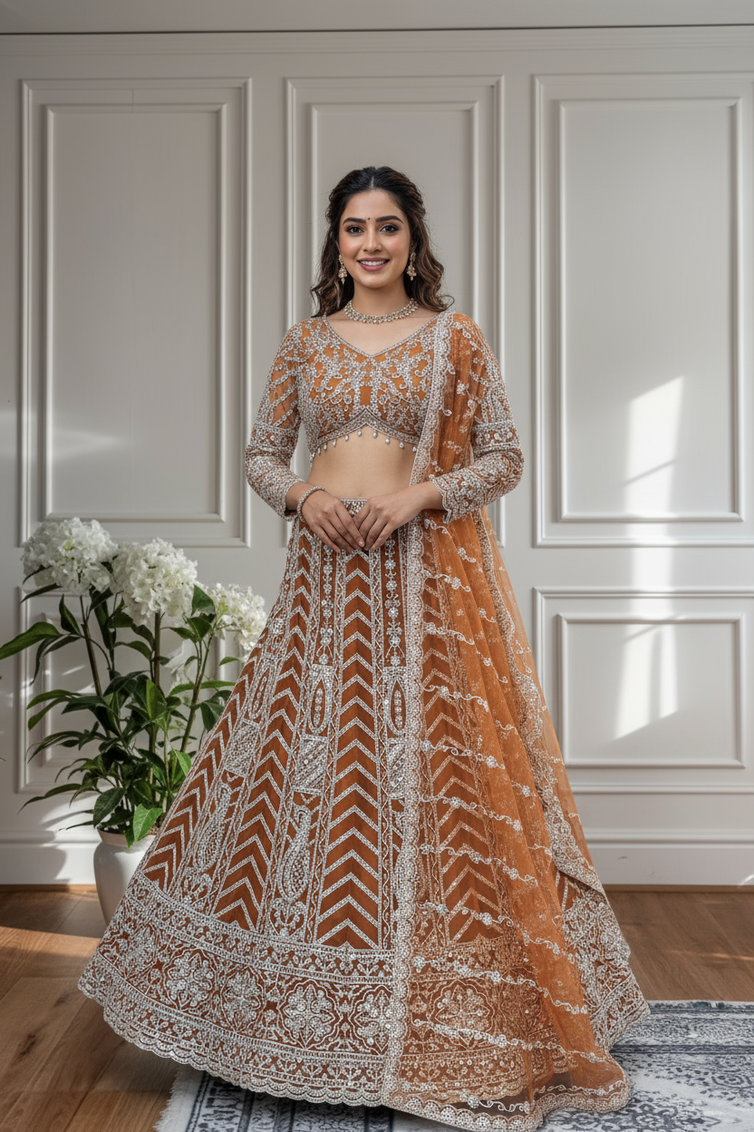 Sunset Glow Embroidered Lehenga Set