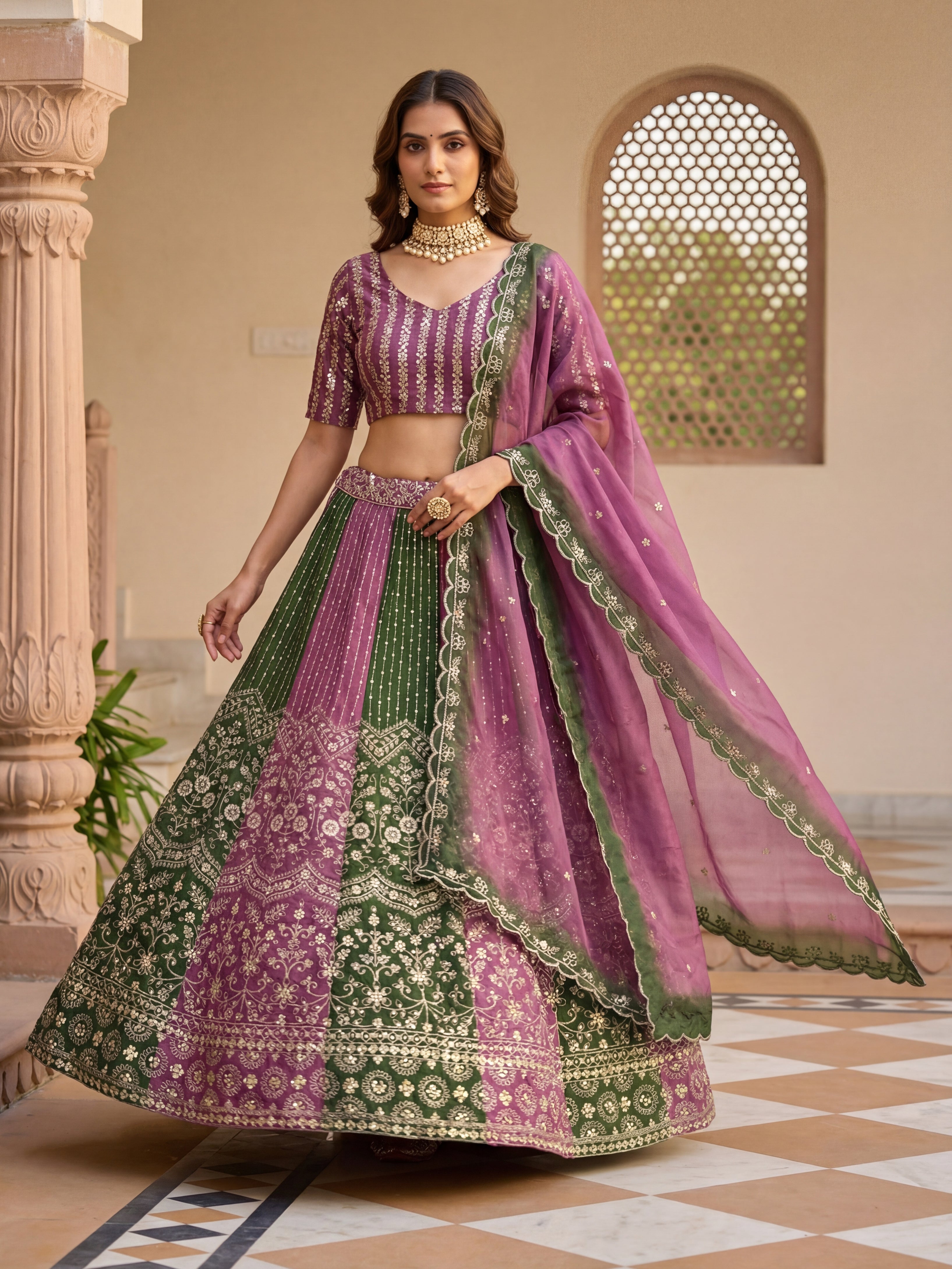 Royal Twirl Chinon Lehenga Set