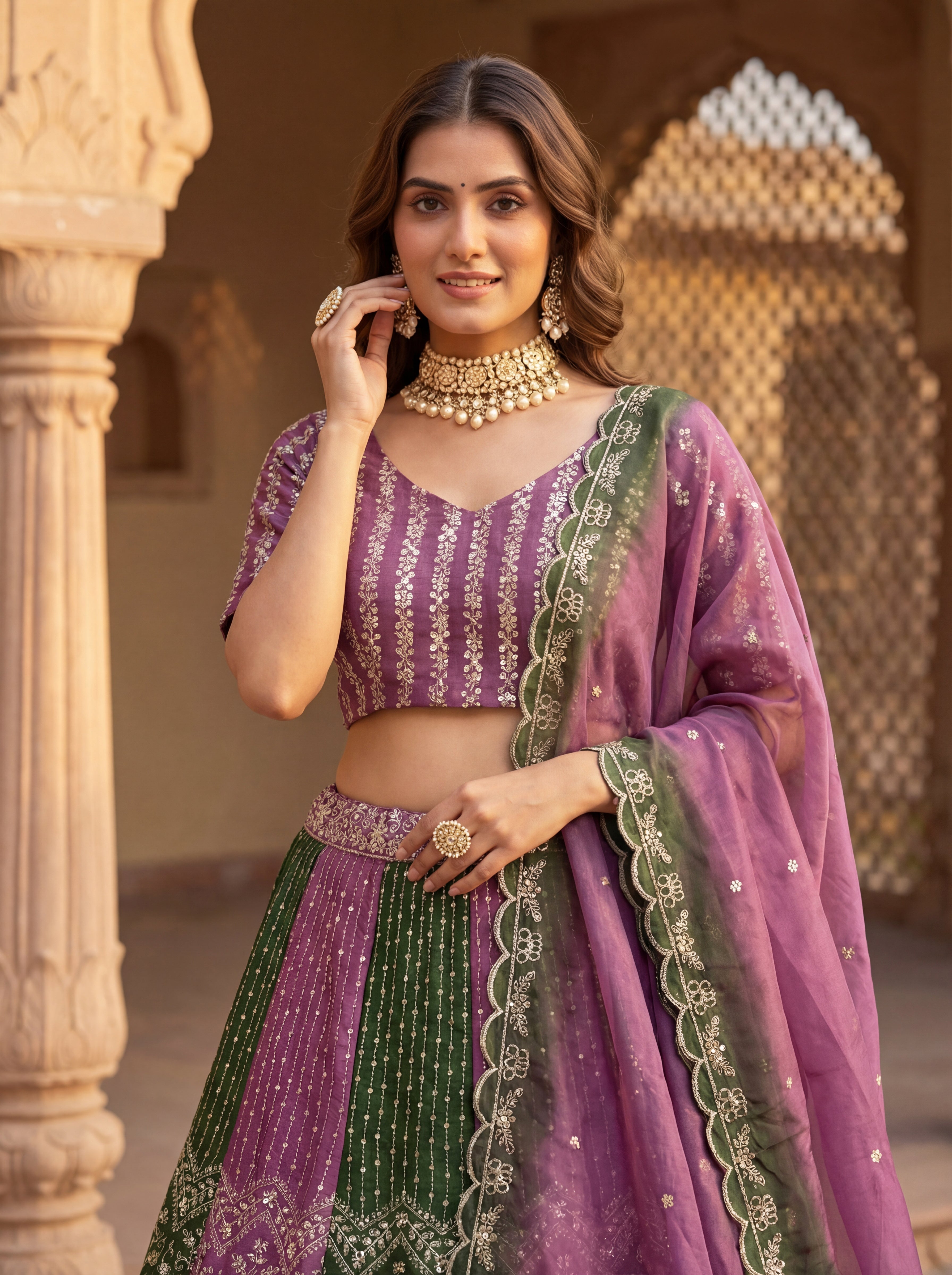Royal Twirl Chinon Lehenga Set