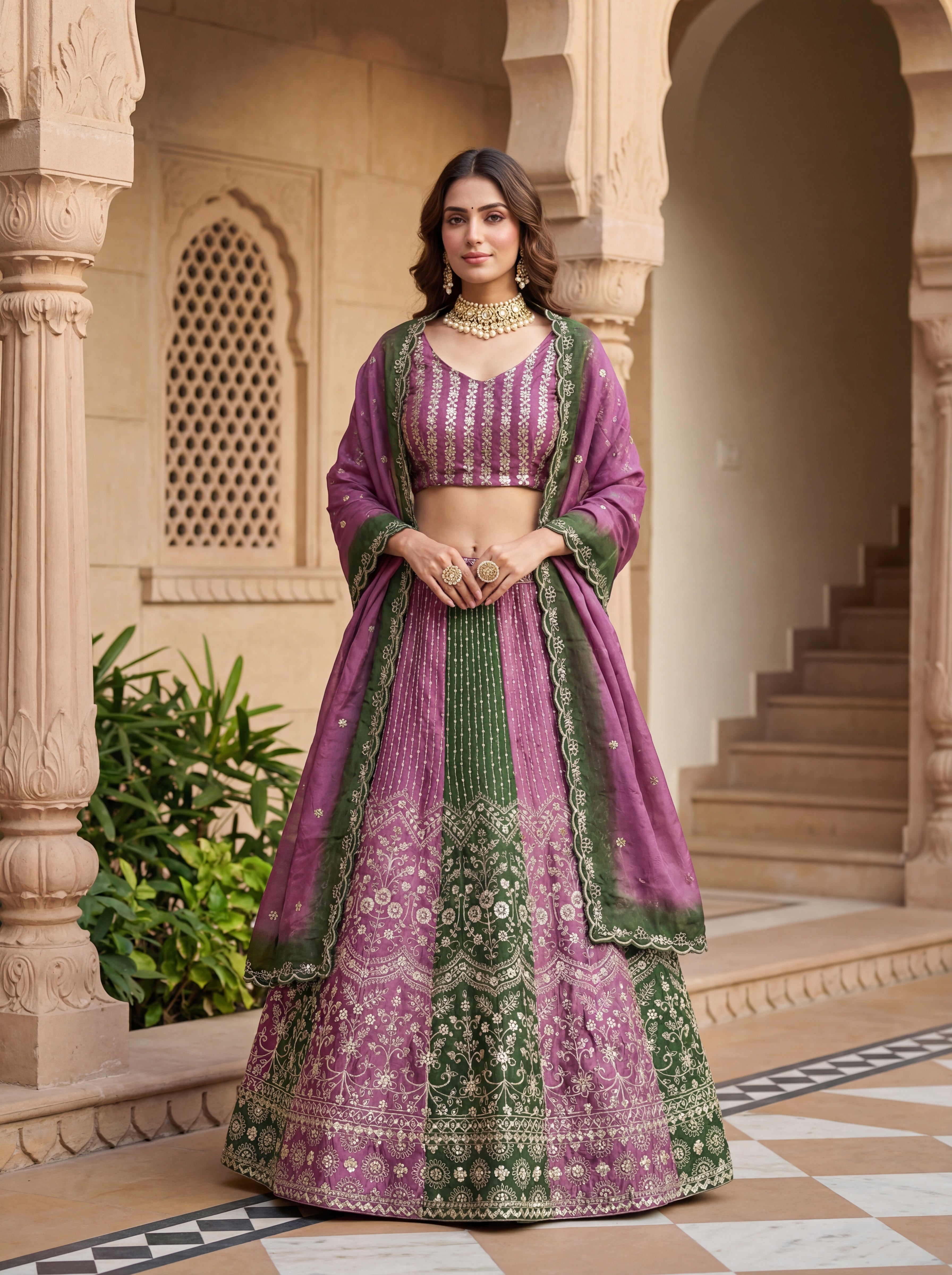 Royal Twirl Chinon Lehenga Set