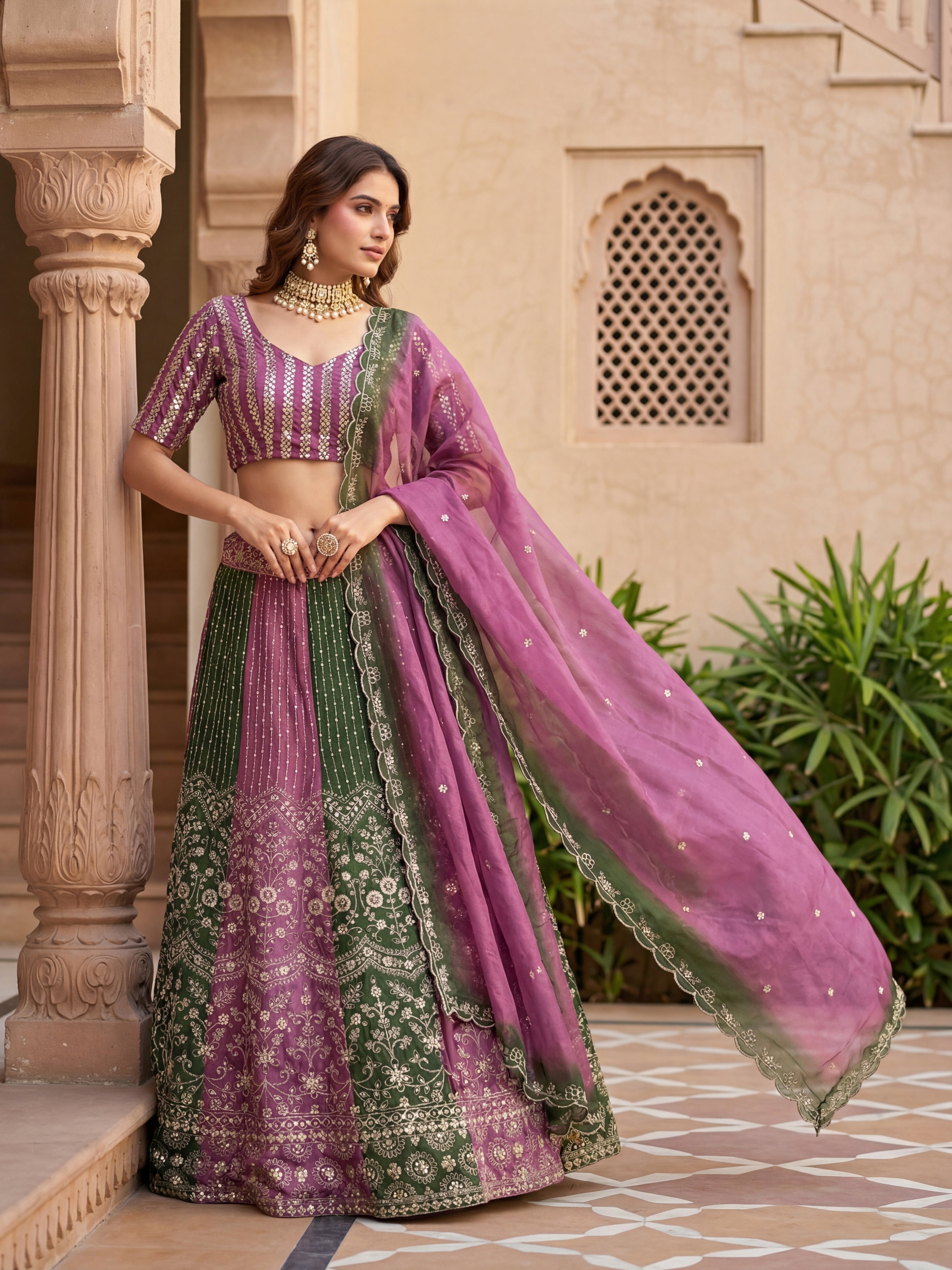 Royal Twirl Chinon Lehenga Set