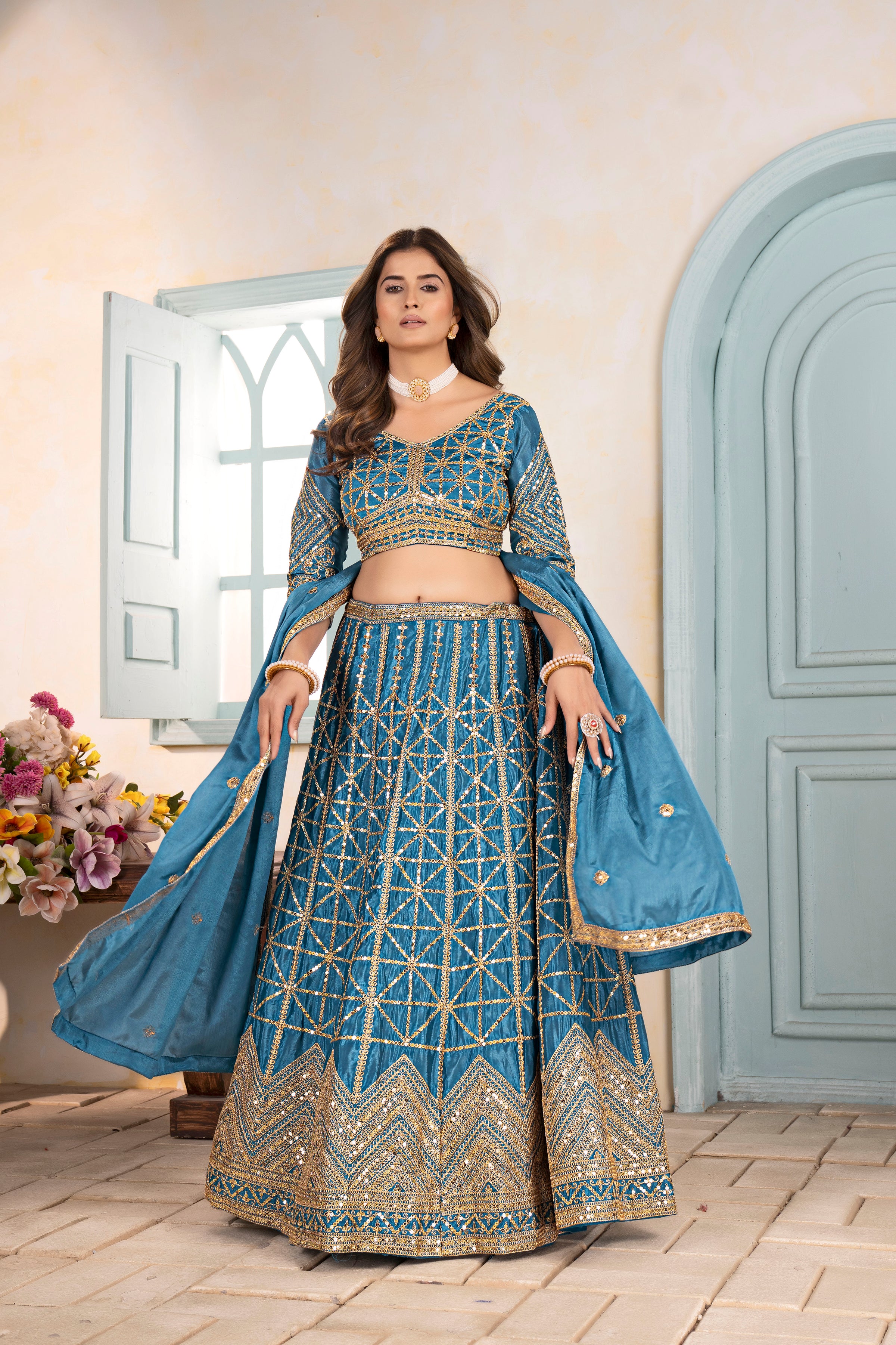 Midnight Royal Embroidered Lehenga Set