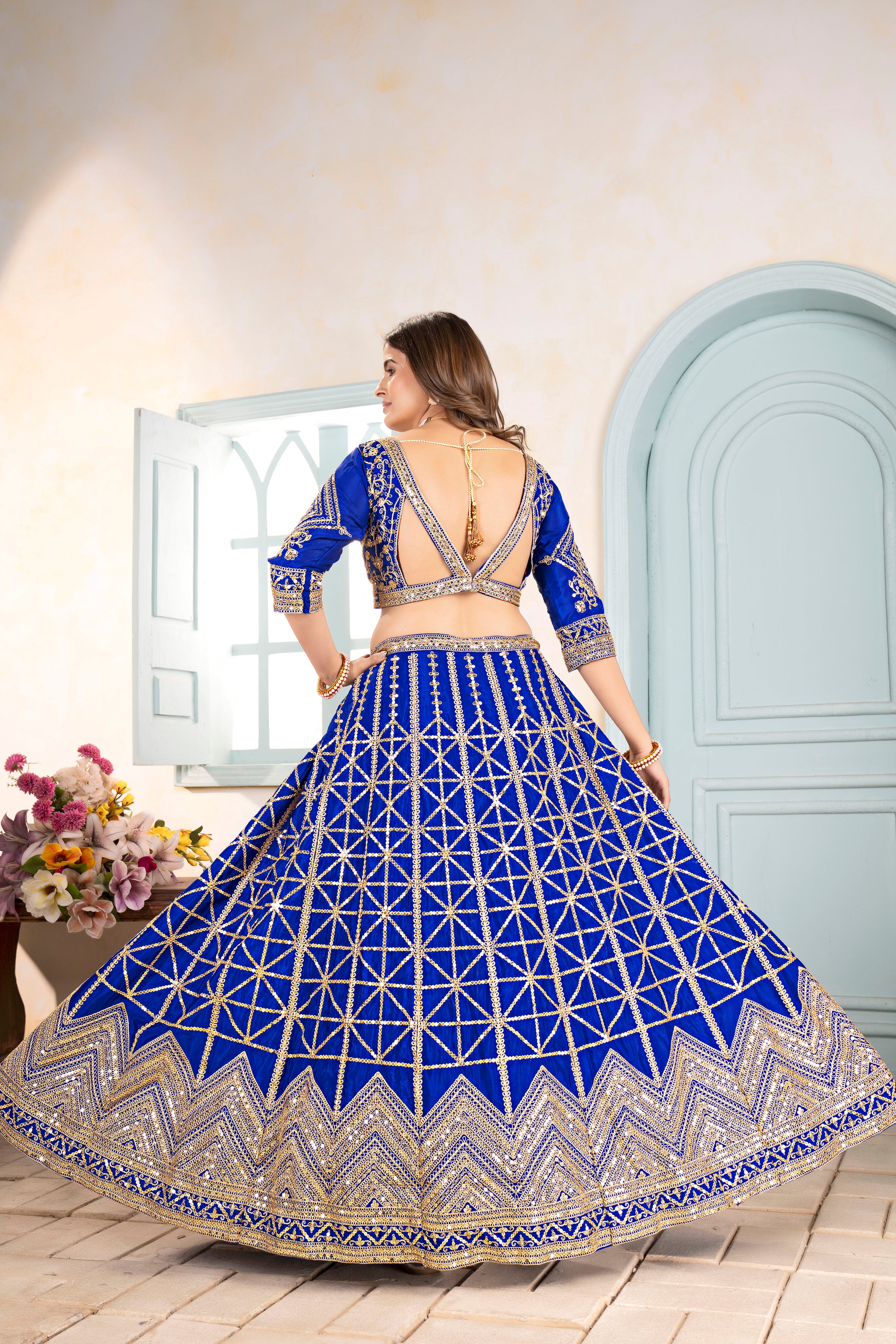 Midnight Royal Embroidered Lehenga Set