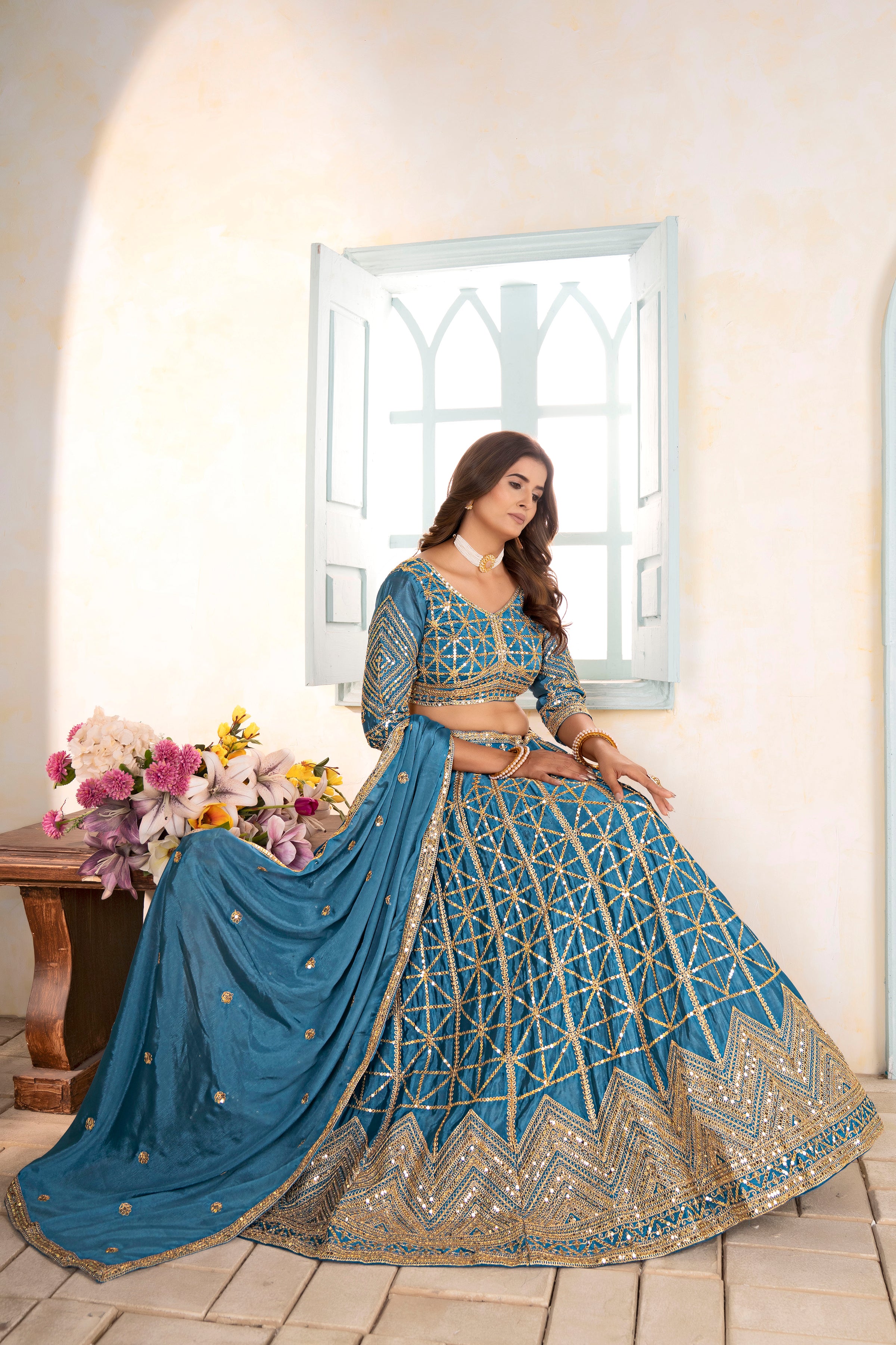 Midnight Royal Embroidered Lehenga Set