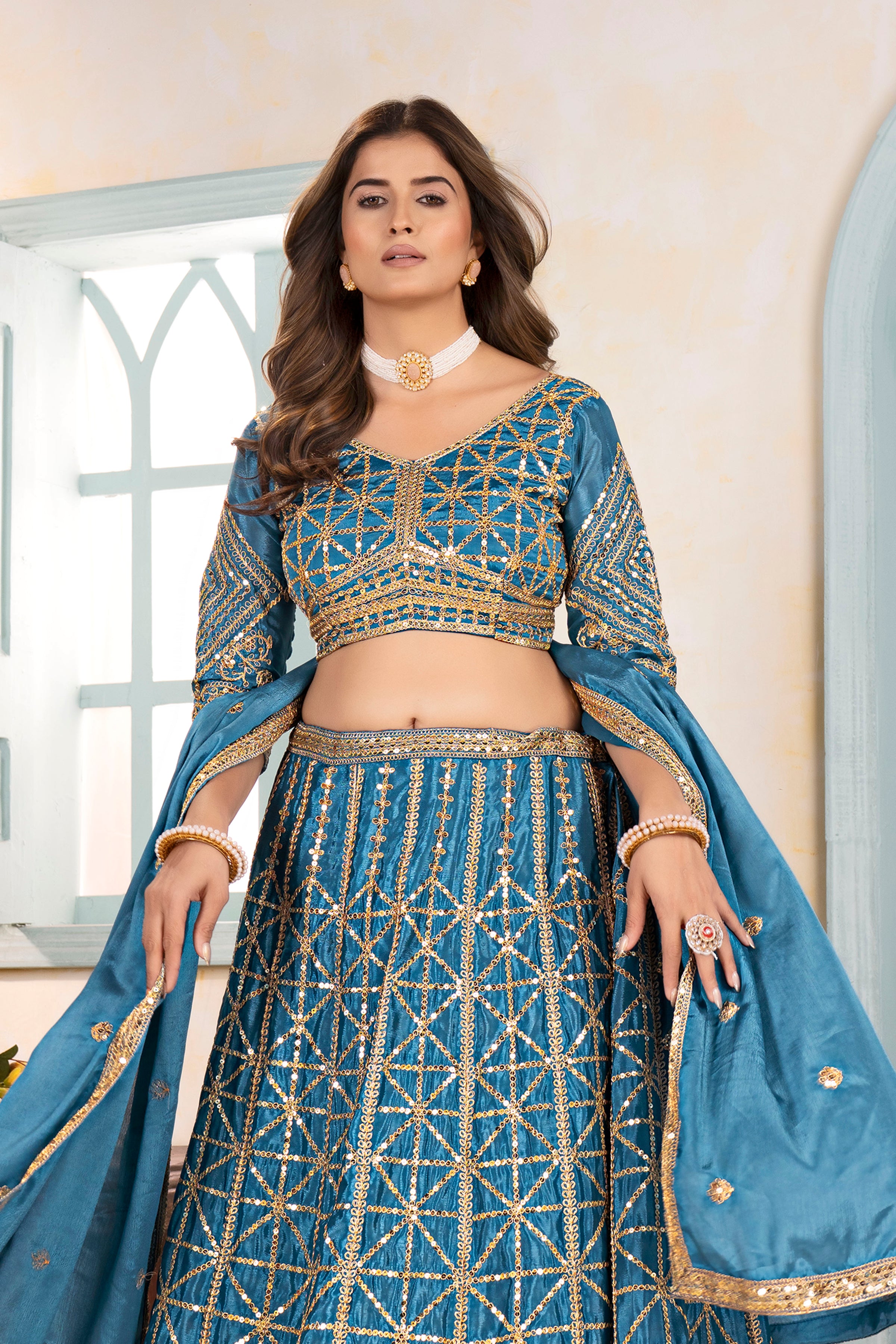 Midnight Royal Embroidered Lehenga Set