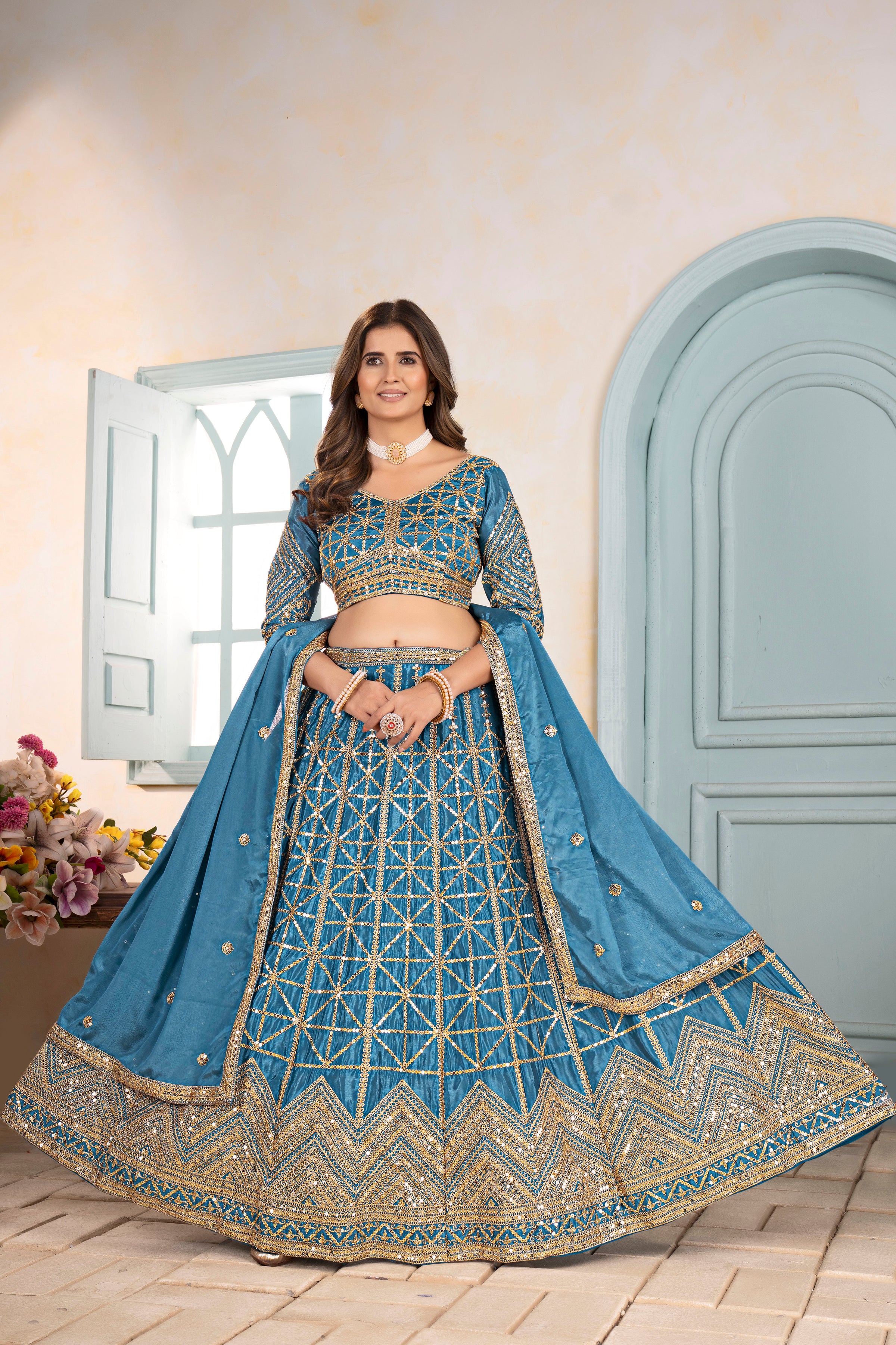 Midnight Royal Embroidered Lehenga Set