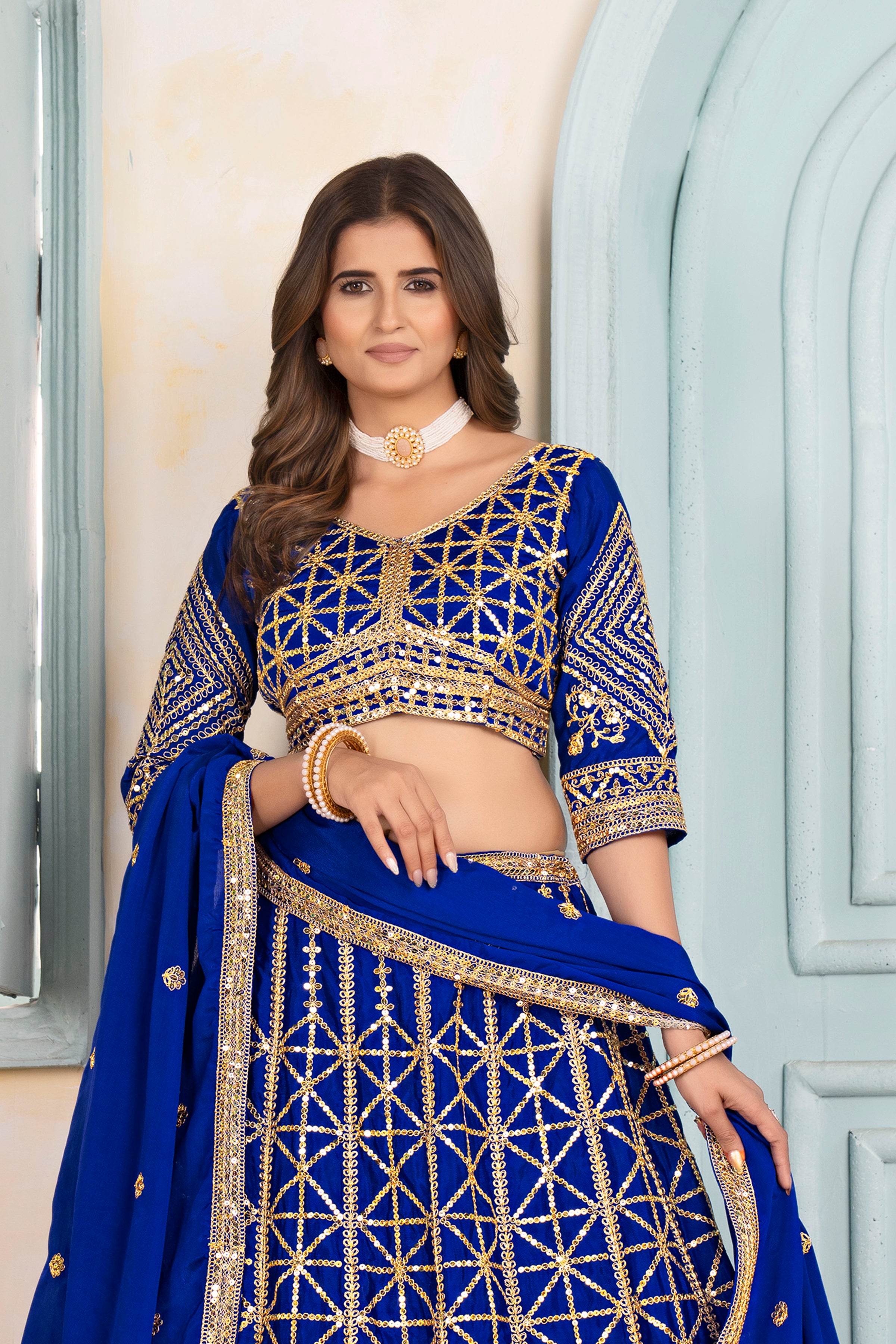 Midnight Royal Embroidered Lehenga Set