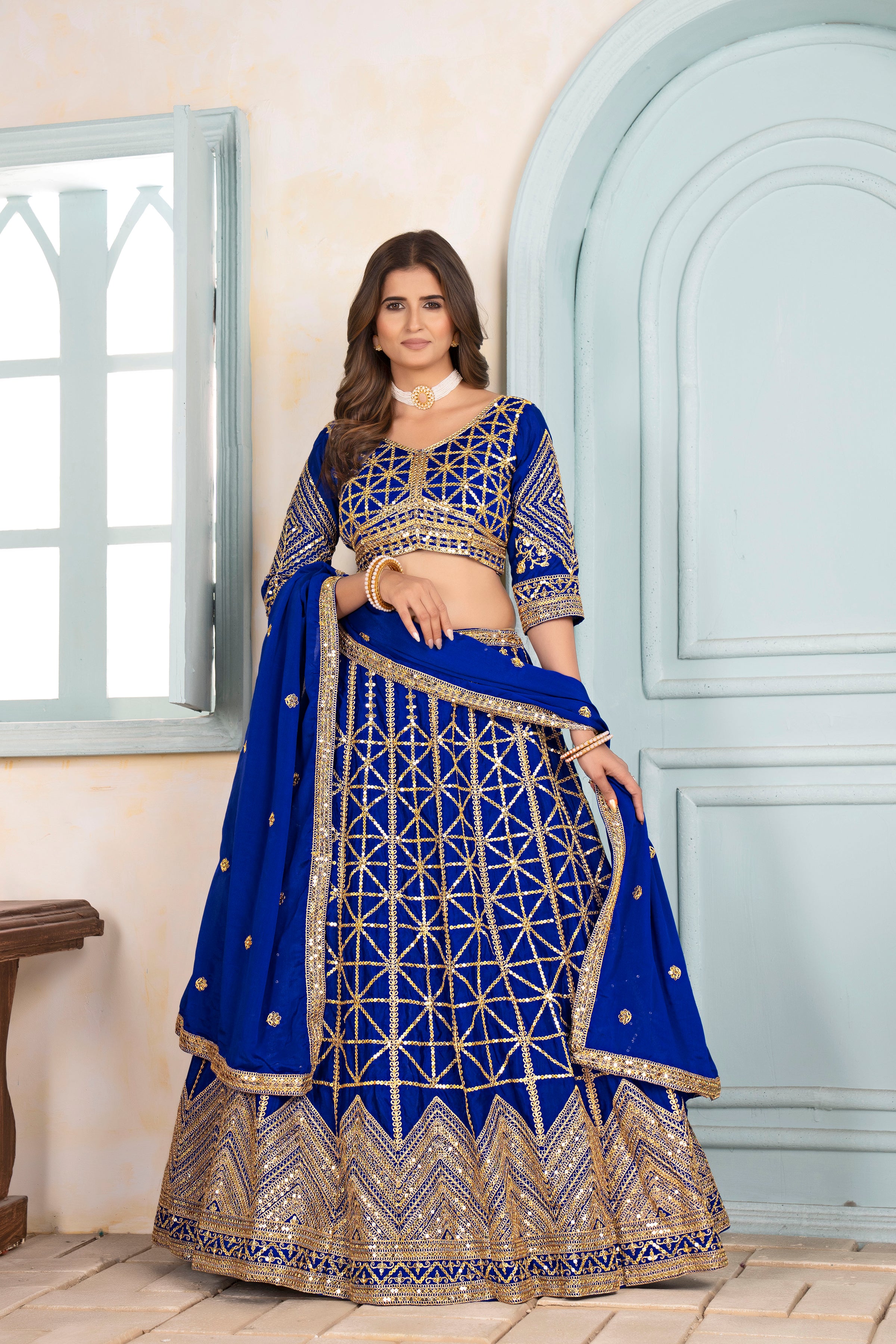 Midnight Royal Embroidered Lehenga Set