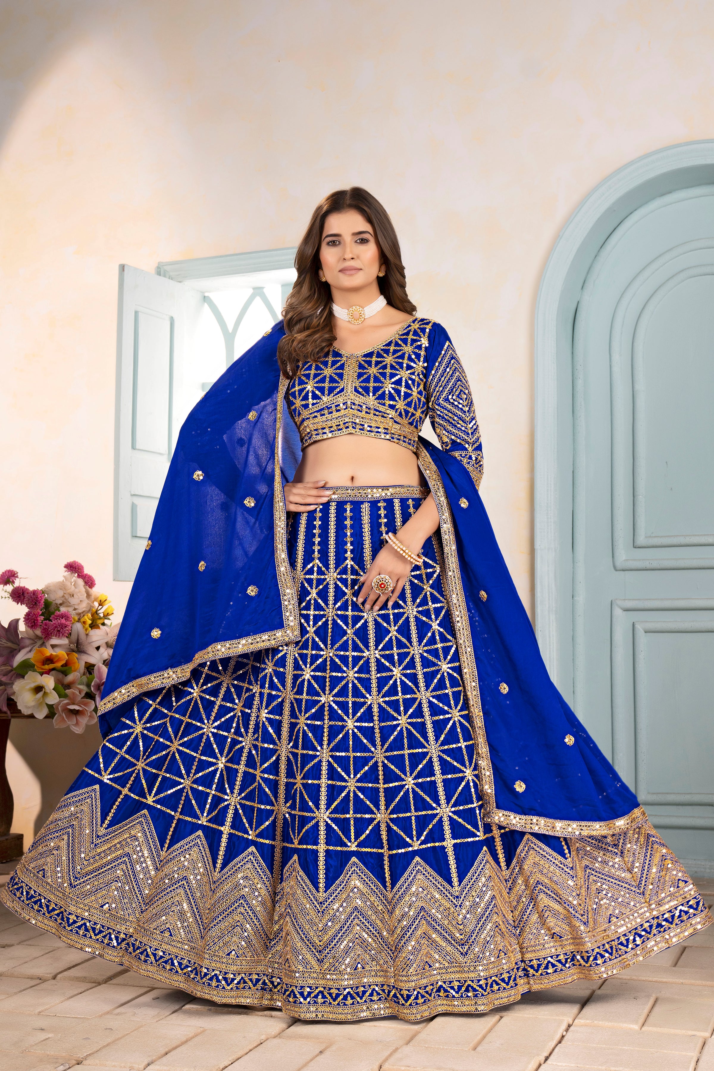 Midnight Royal Embroidered Lehenga Set