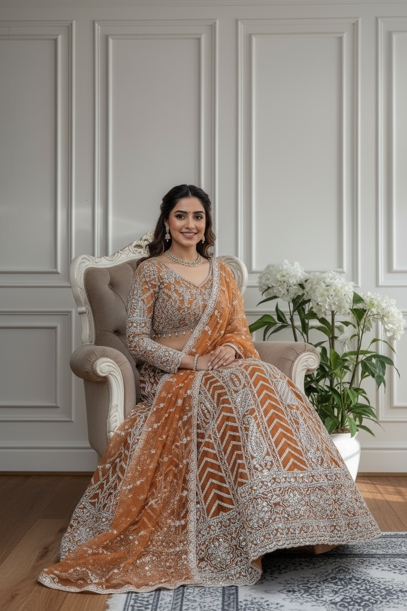 Sunset Glow Embroidered Lehenga Set