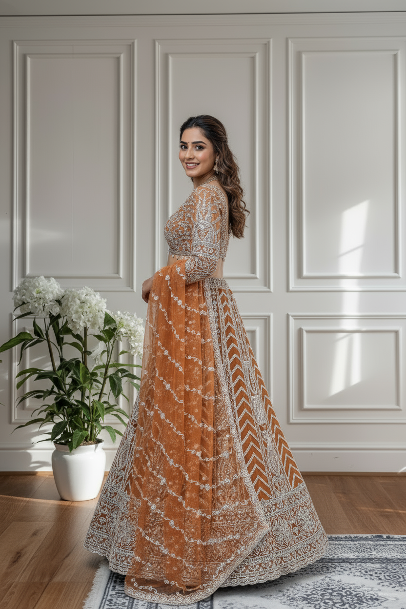 Sunset Glow Embroidered Lehenga Set