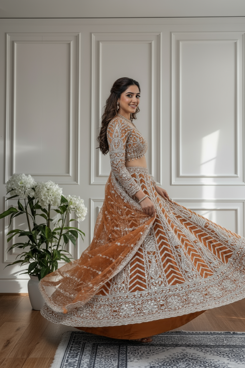 Sunset Glow Embroidered Lehenga Set