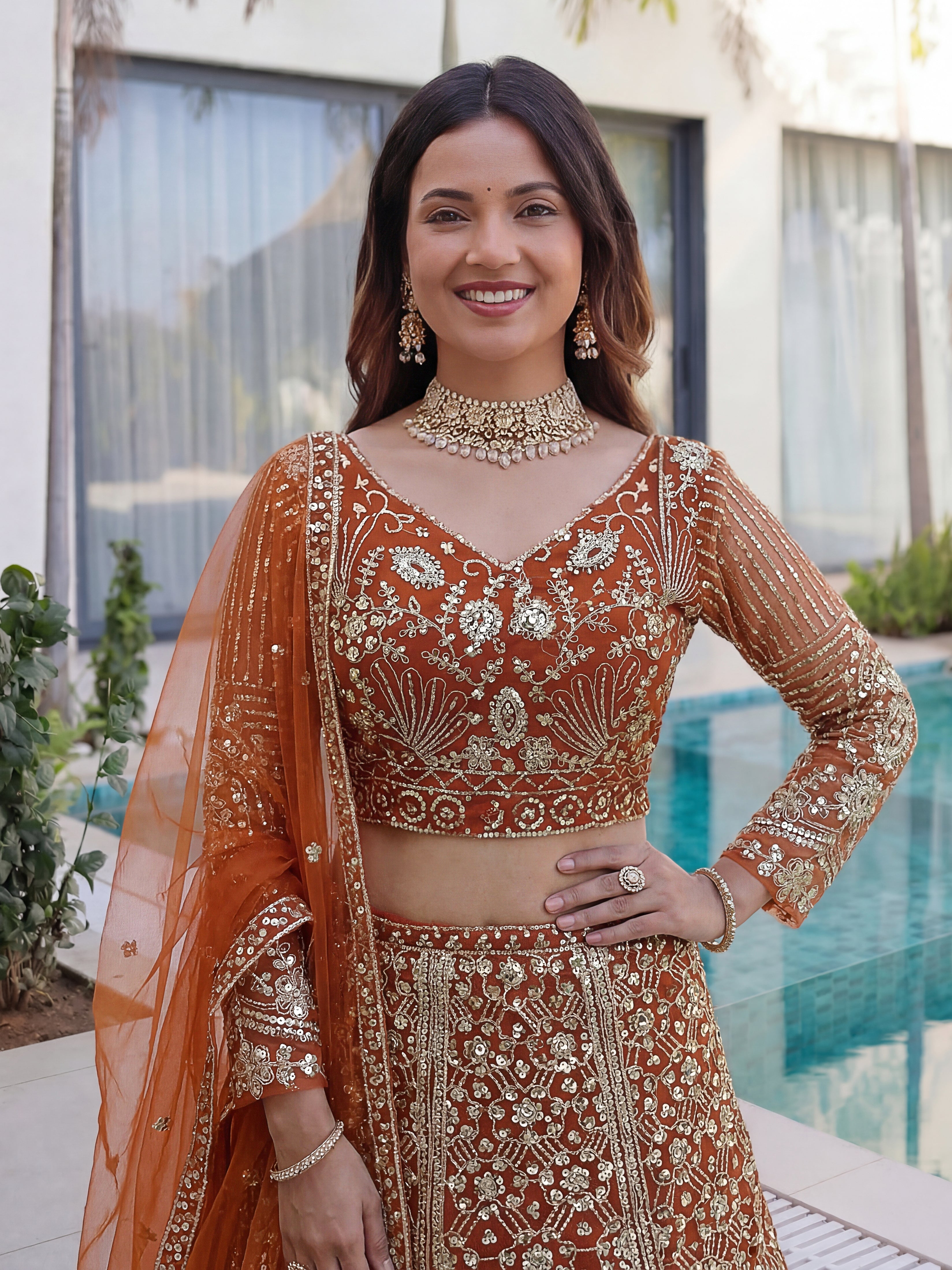 Elegant Aura Embroidered Lehenga Choli