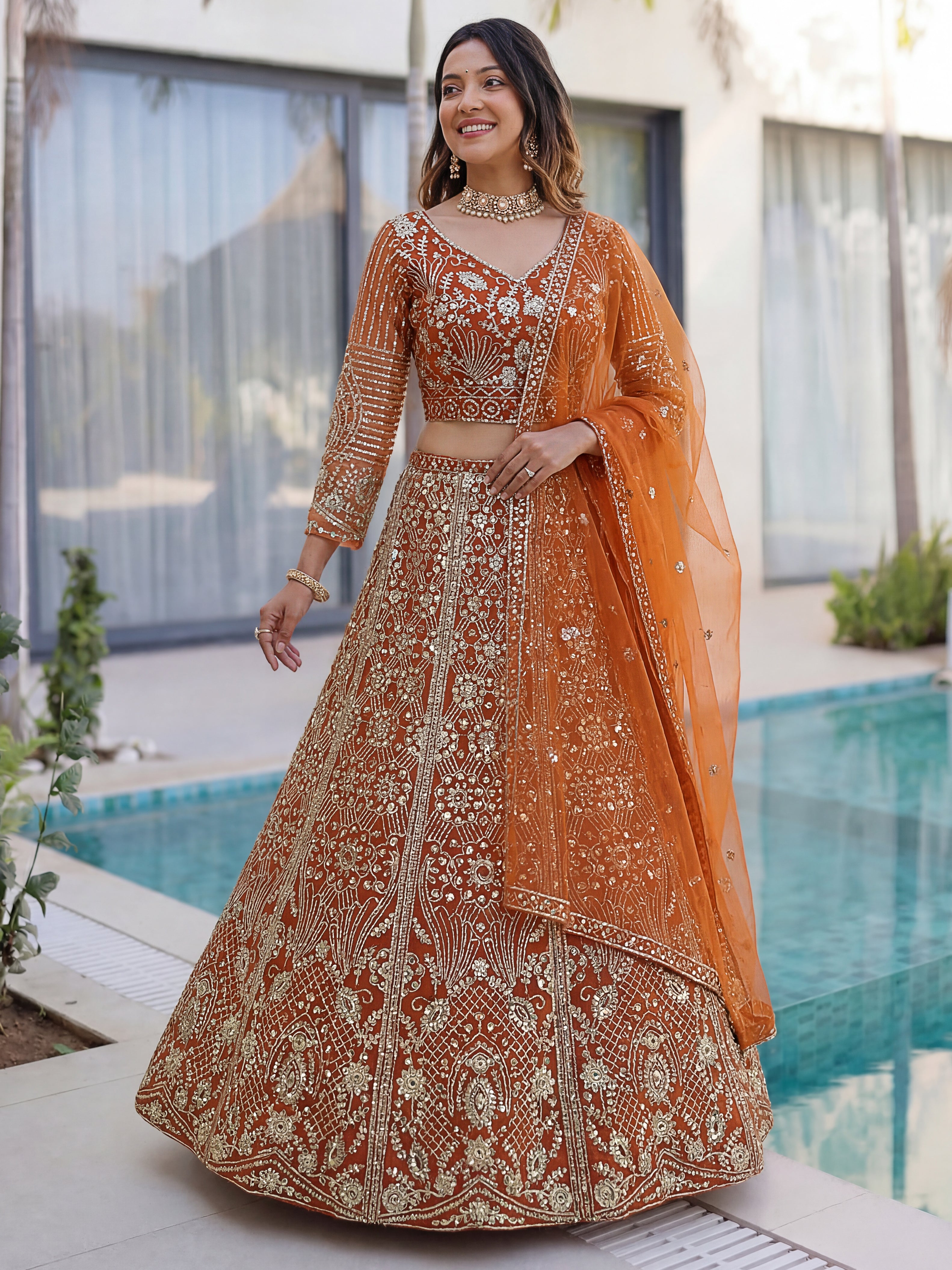 Elegant Aura Embroidered Lehenga Choli