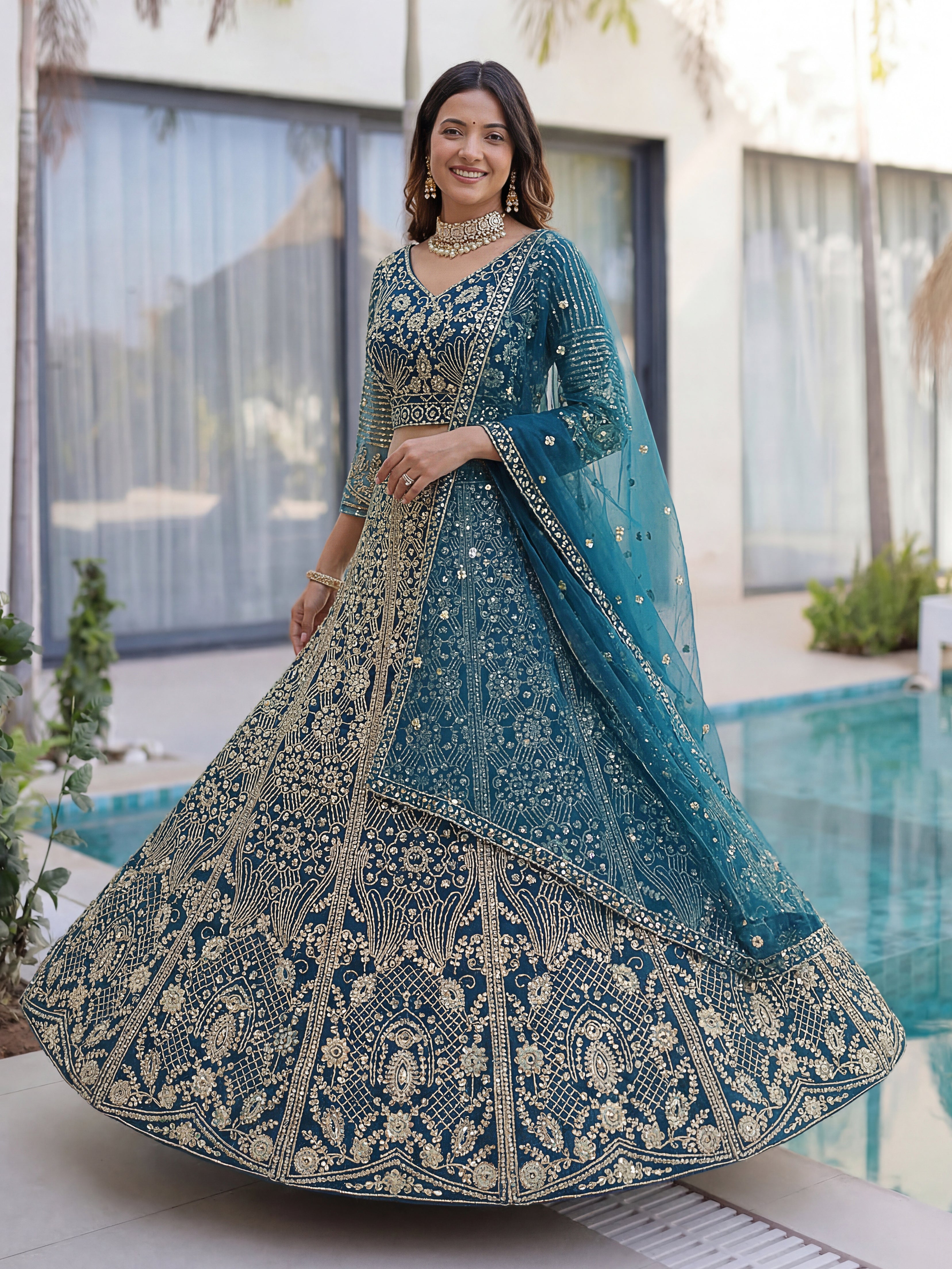 Elegant Aura Embroidered Lehenga Choli