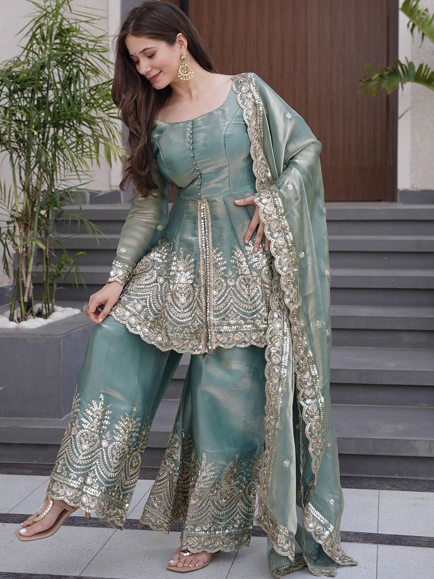Firozi Koyal Elegant Sharara Set