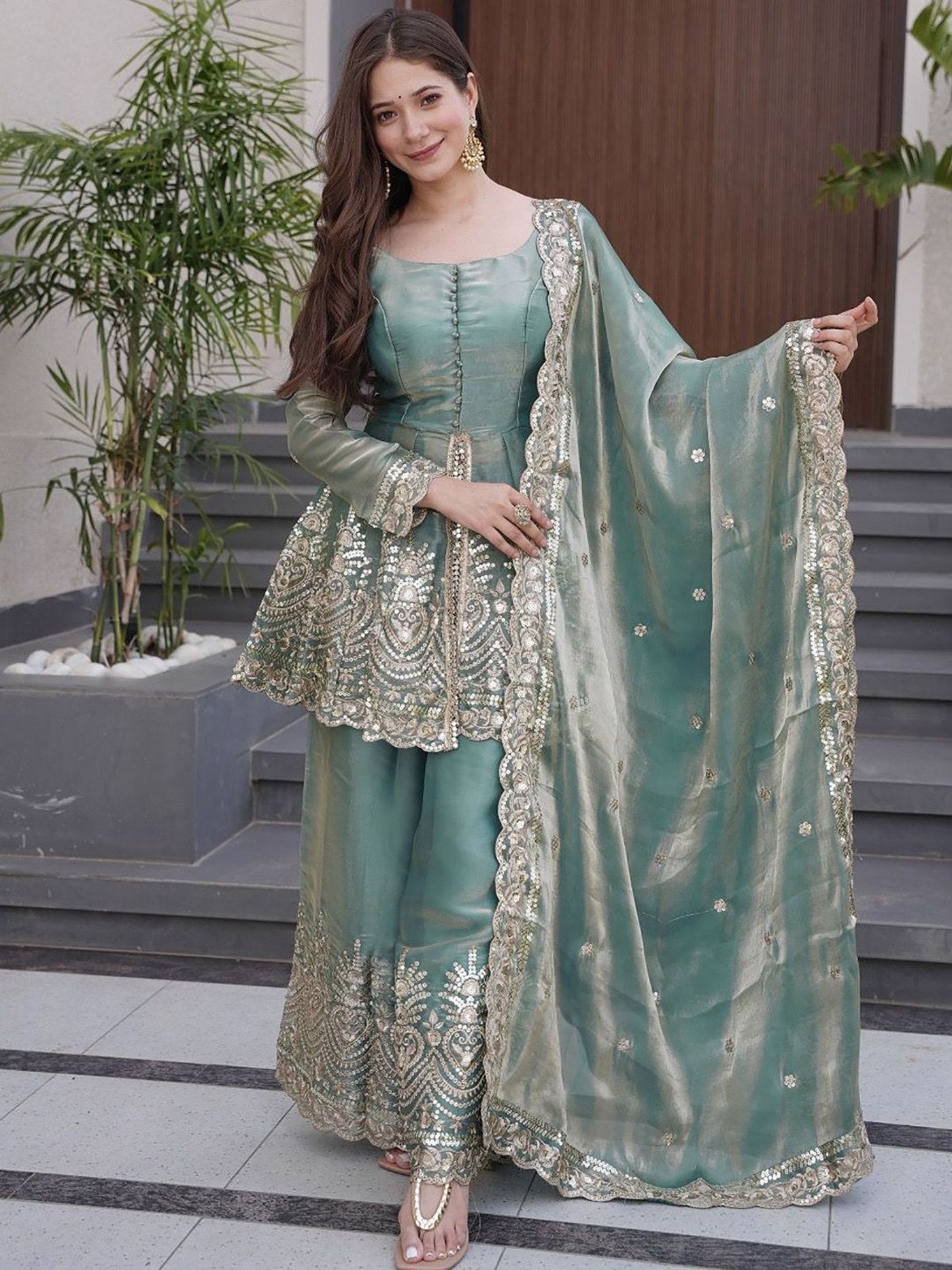 Firozi Koyal Elegant Sharara Set