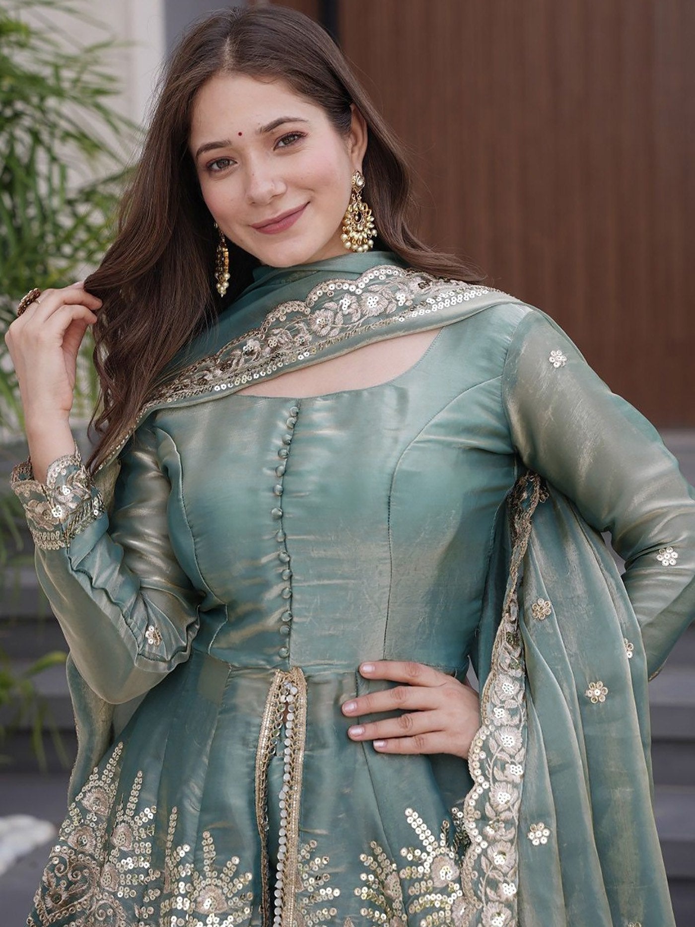 Firozi Koyal Elegant Sharara Set